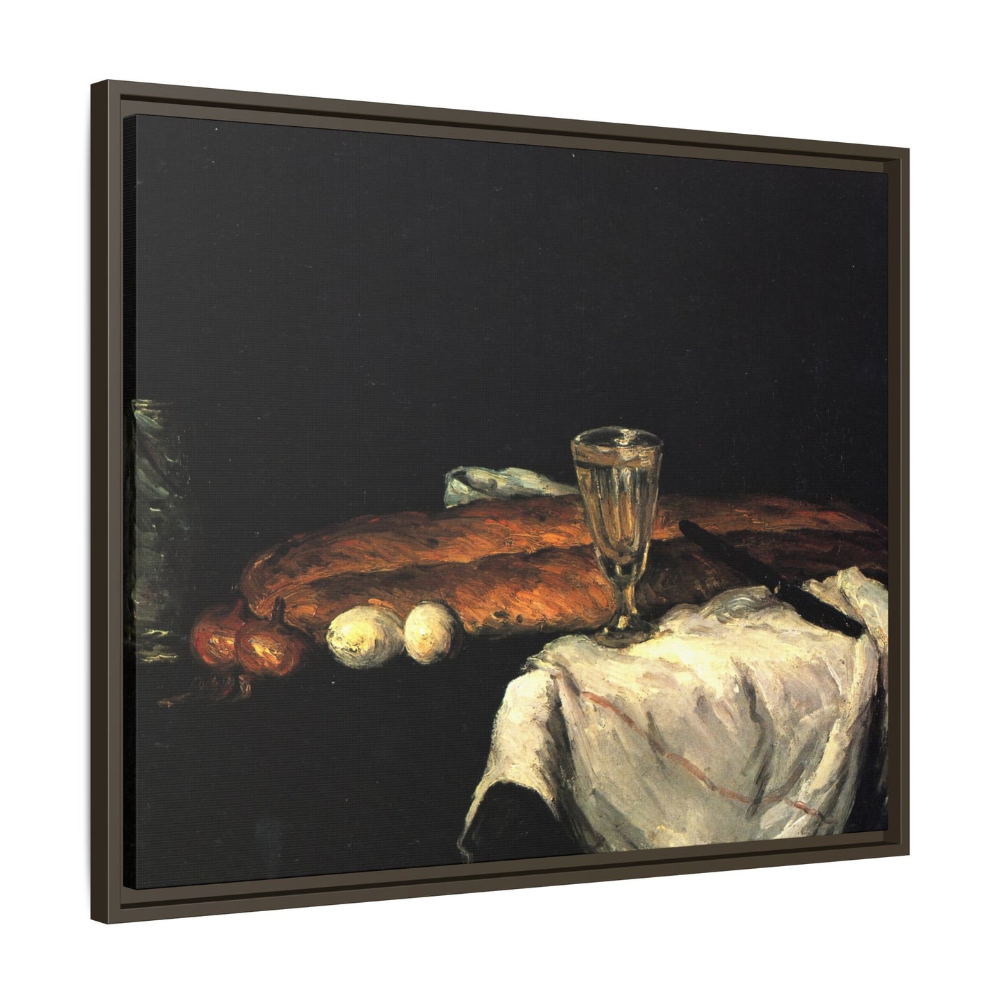 Cézanne, Paul - Still Life with Bread and Eggs (1865) - Matte Canvas, Framed