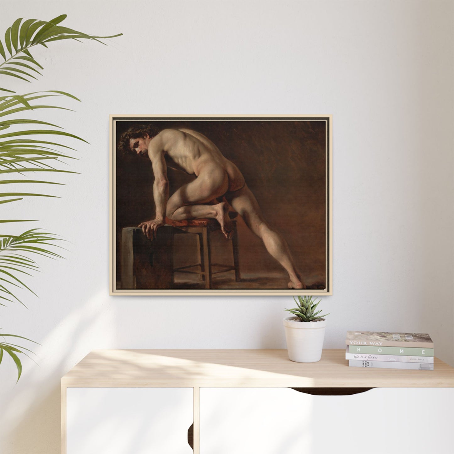 Courbet, Gustave - Study of a Nude Man (1840) - Matte Canvas, Framed