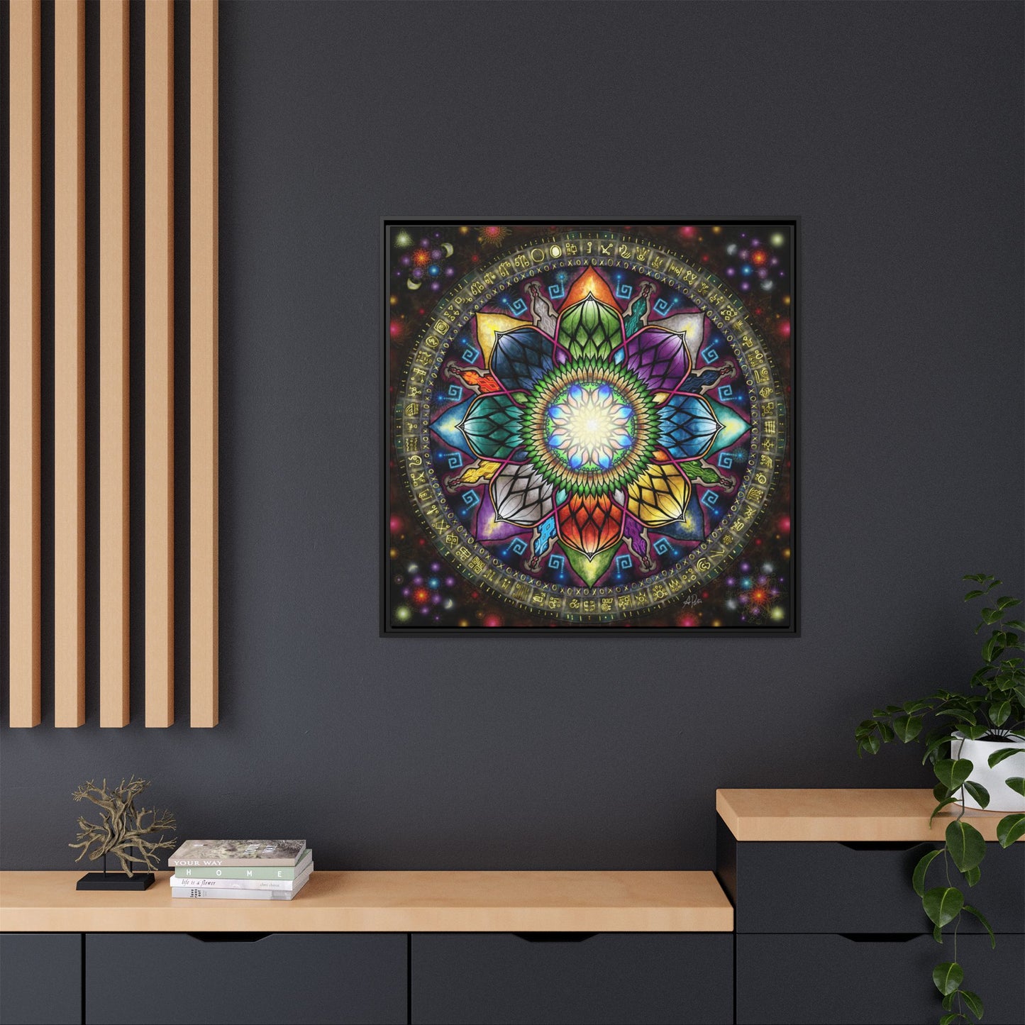 Mystic Jewel Mandala - Framed Matte Canvas