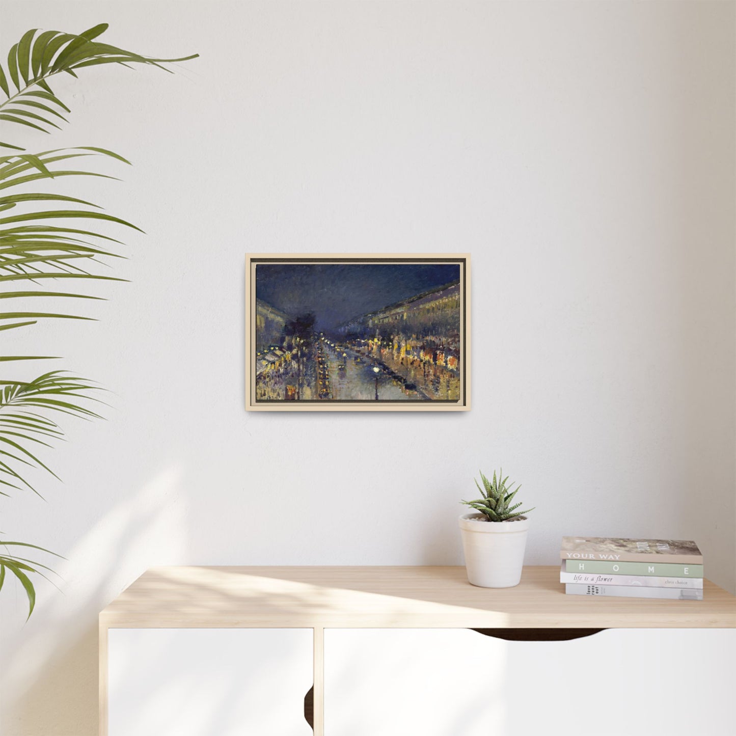 Pissarro, Camille - The Boulevard Montmartre At Night (1897) - Matte Canvas, Framed