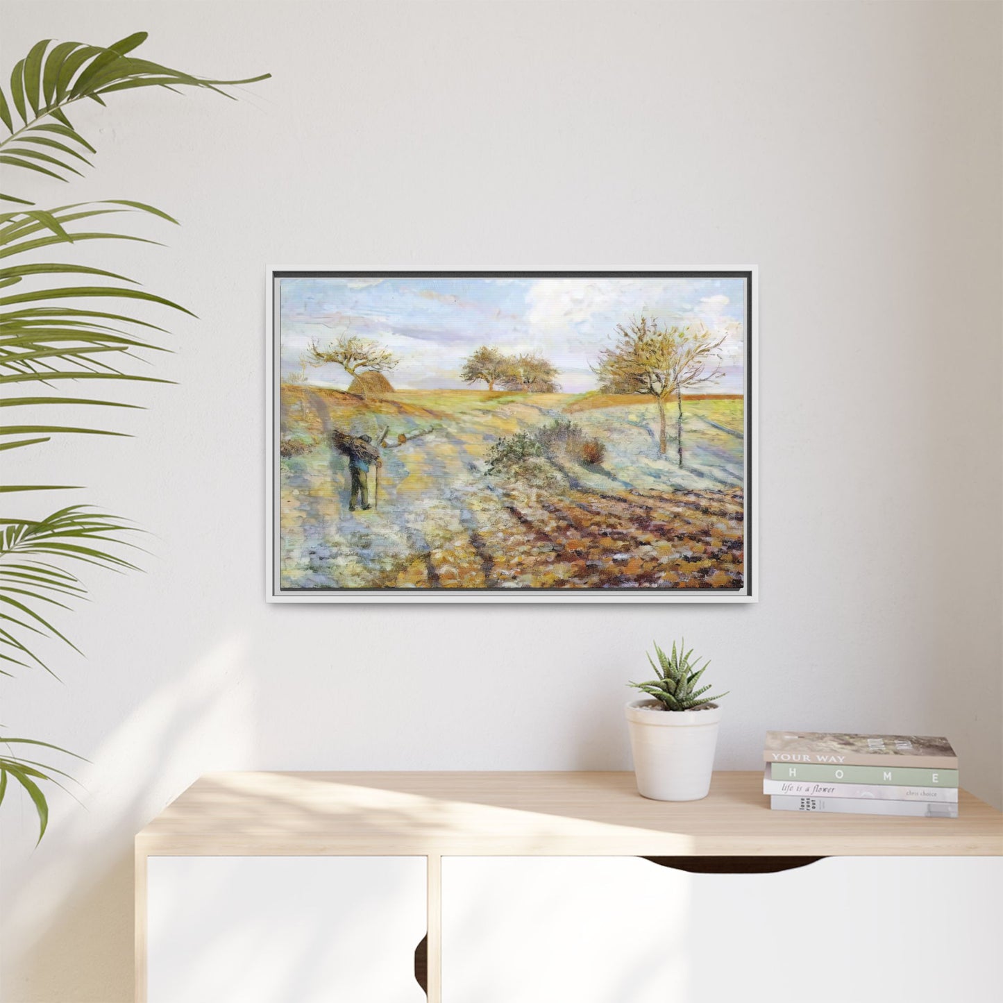 Pissarro, Camille - Hoarfrost (1873) - Matte Canvas, Framed