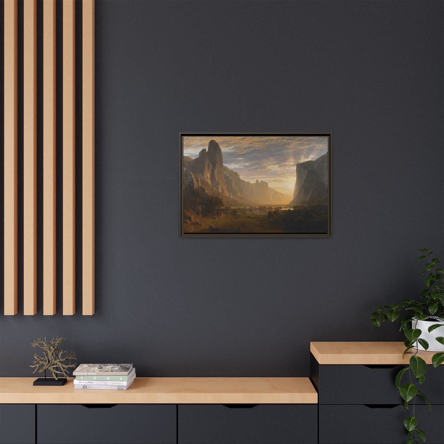 Bierstadt, Albert - Looking Down Yosemite Valley (1865) - Matte Canvas, Framed