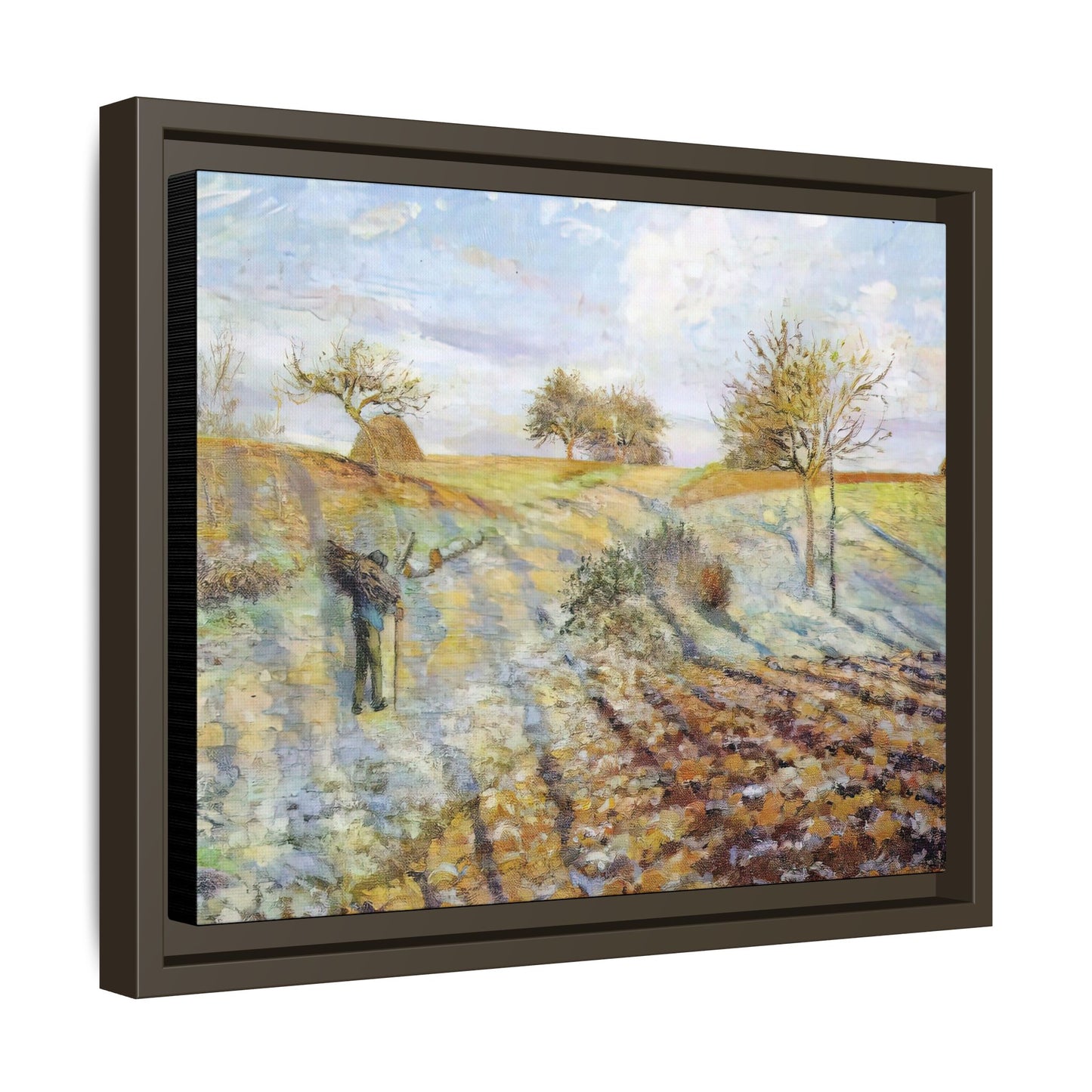 Pissarro, Camille - Hoarfrost (1873) - Matte Canvas, Framed