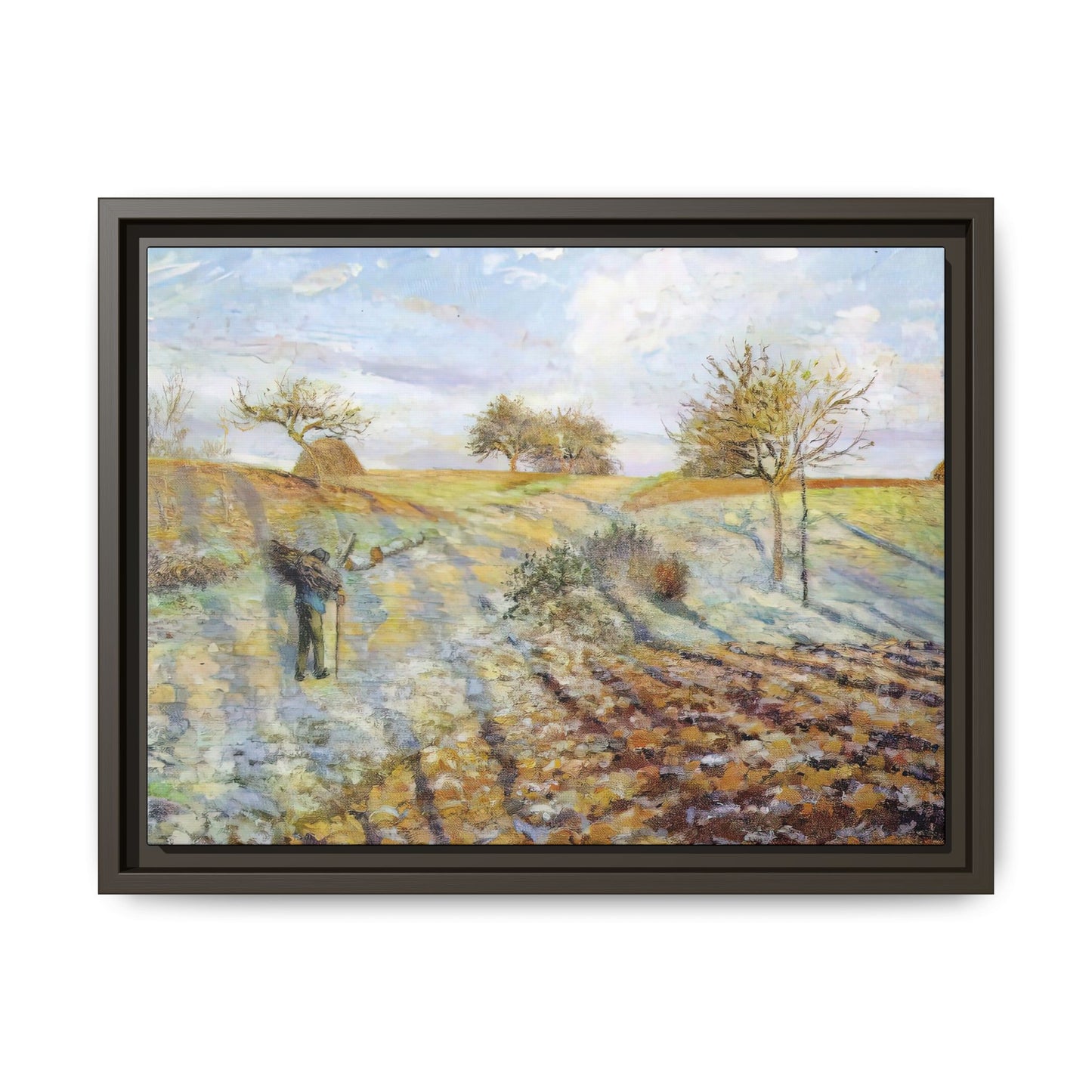 Pissarro, Camille - Hoarfrost (1873) - Matte Canvas, Framed