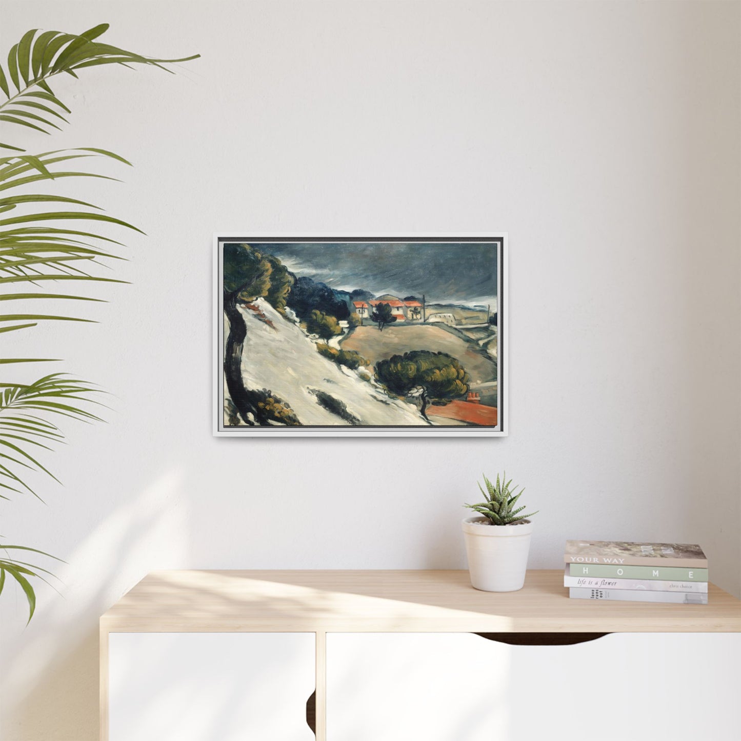 Cézanne, Paul - L’Estaque, Melting Snow (1870) - Matte Canvas, Framed