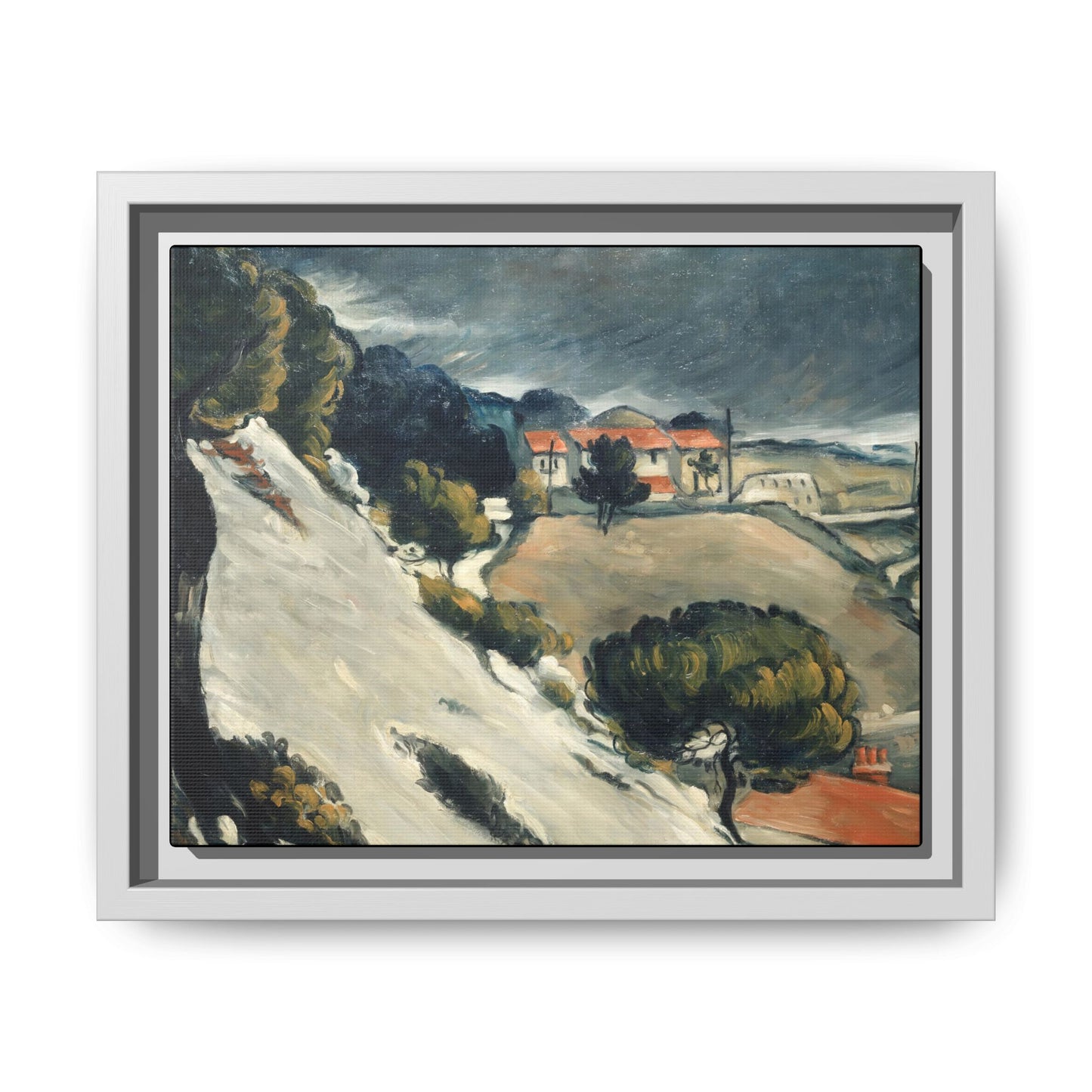 Cézanne, Paul - L’Estaque, Melting Snow (1870) - Matte Canvas, Framed