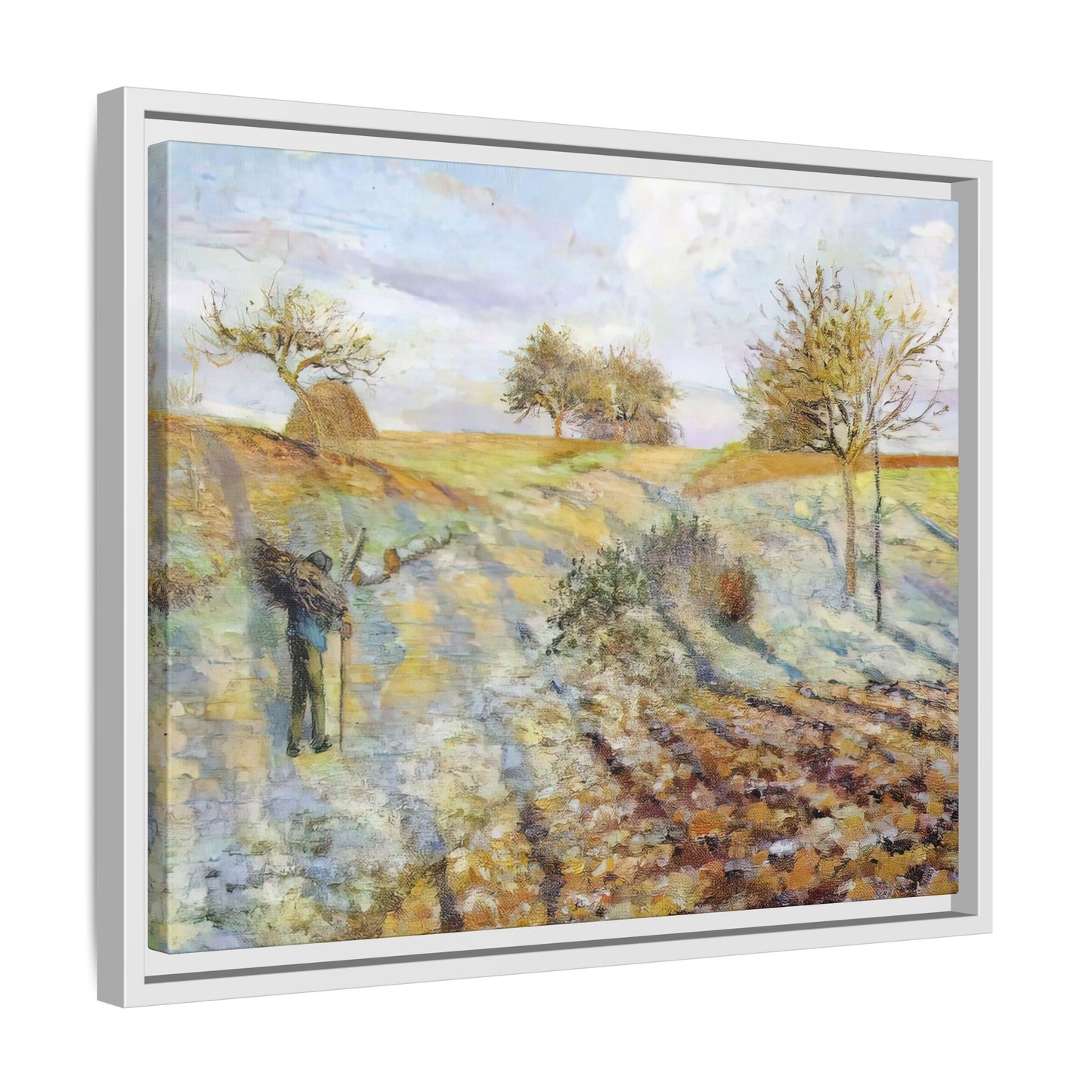 Pissarro, Camille - Hoarfrost (1873) - Matte Canvas, Framed