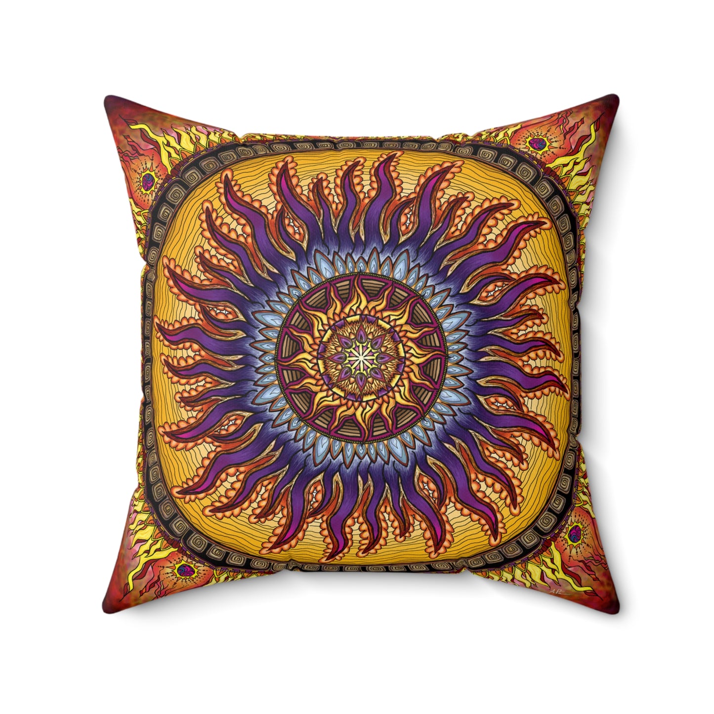 Pacio, Adam - Solar Disc Mandala - Suede Square Pillow