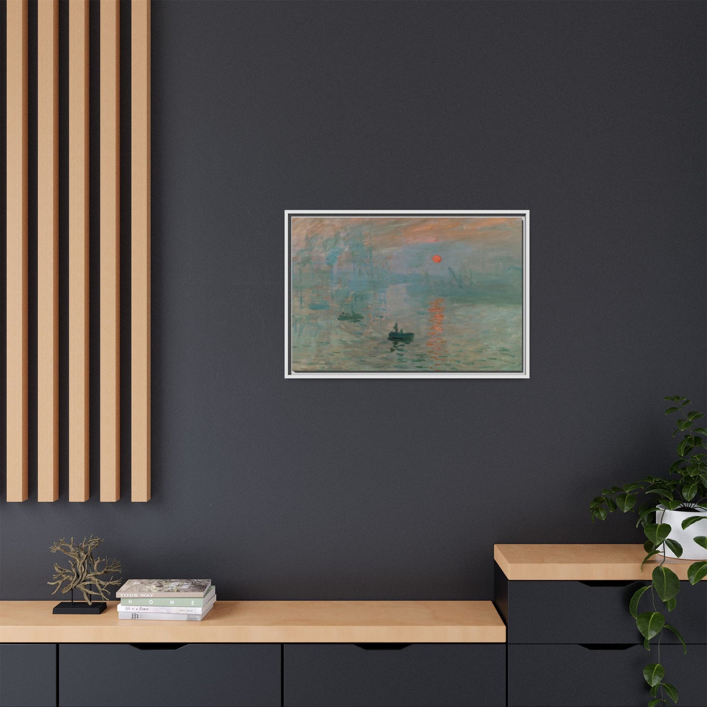 Monet, Claude - Impression, Sunrise (1872) - Matte Canvas, Framed