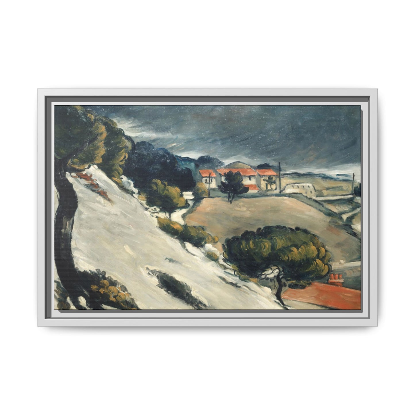 Cézanne, Paul - L’Estaque, Melting Snow (1870) - Matte Canvas, Framed