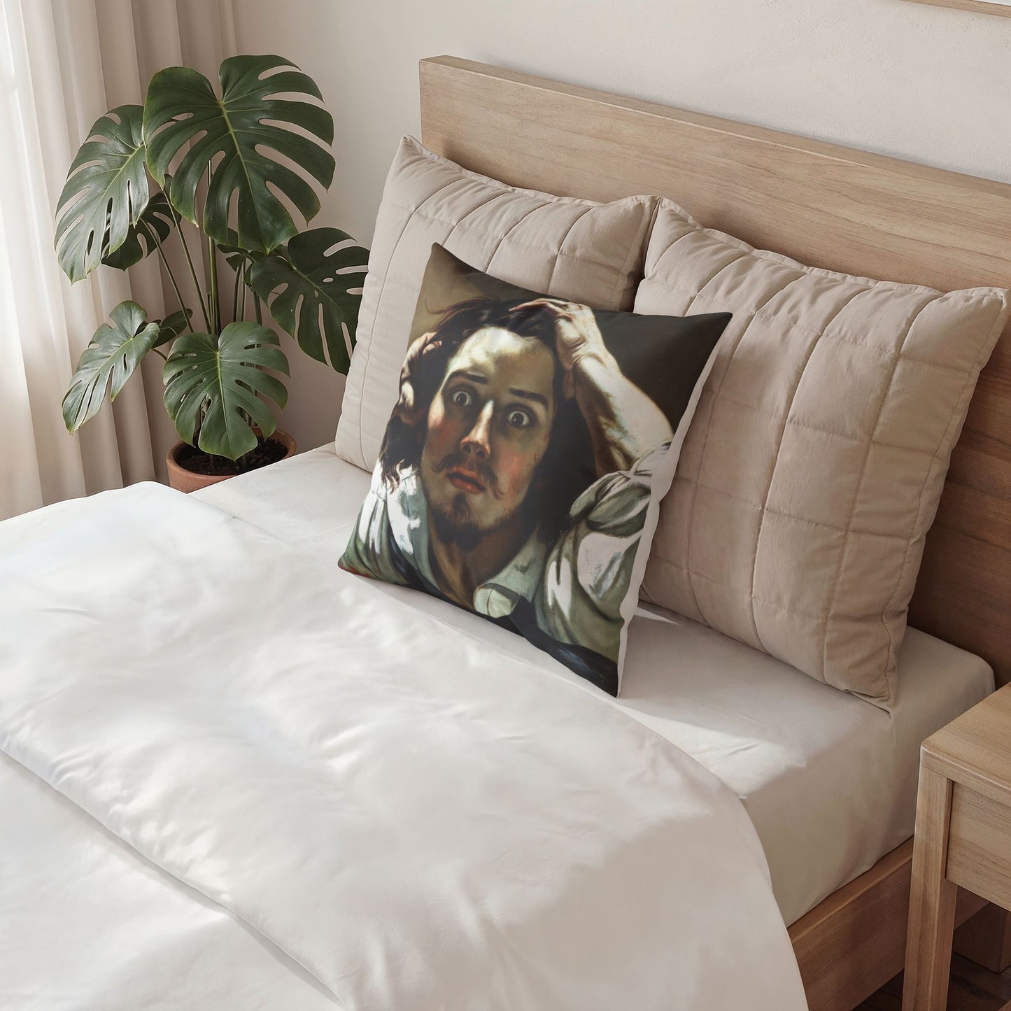 Courbet, Gustave - The Desperate Man (1843) - Poly Velvet Pillow