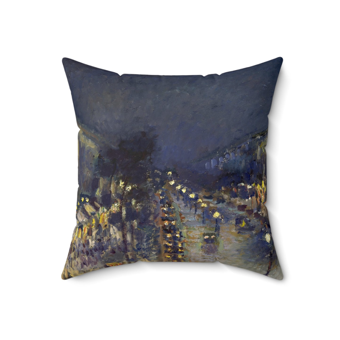 Pissarro, Camille - The Boulevard Montmartre At Night (1897) - Suede Square Pillow