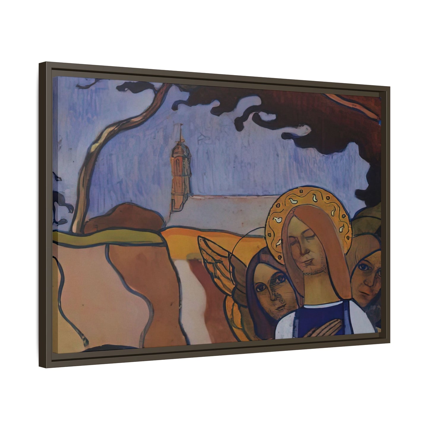 Filiger, Charles - Virgin and Two Angels (1895) - Matte Canvas, Framed