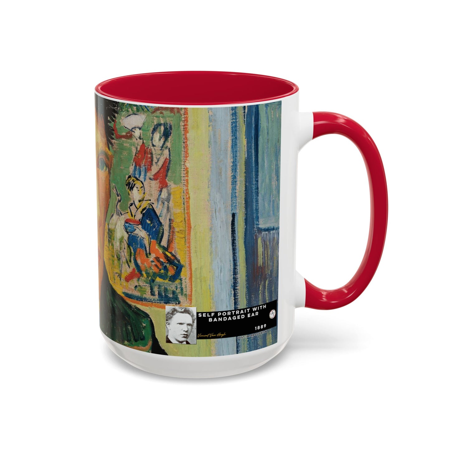 Van Gogh, Vincent - Self Portrait with Bandaged Ear (1889) - Colorful Accent Mugs