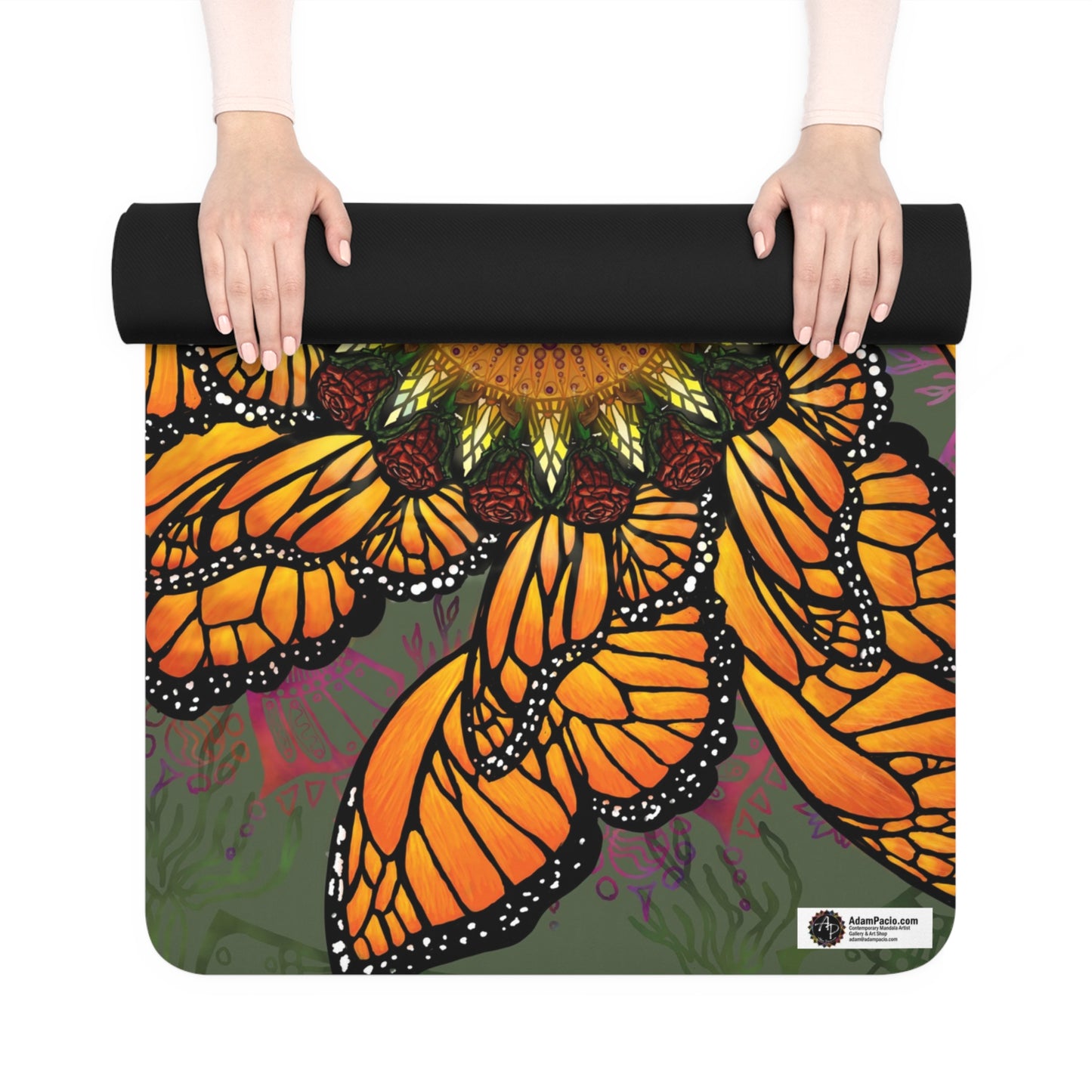 Pacio, Adam - Monarch Butterfly Mandala - Rubber Yoga Mat