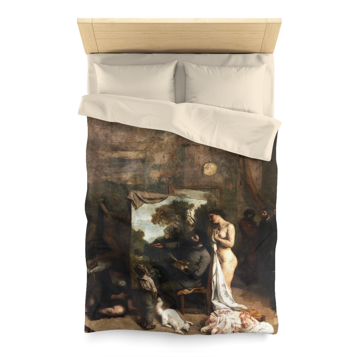 Courbet, Gustave - The Painter’s Studio (1855) - Microfiber Duvet Cover