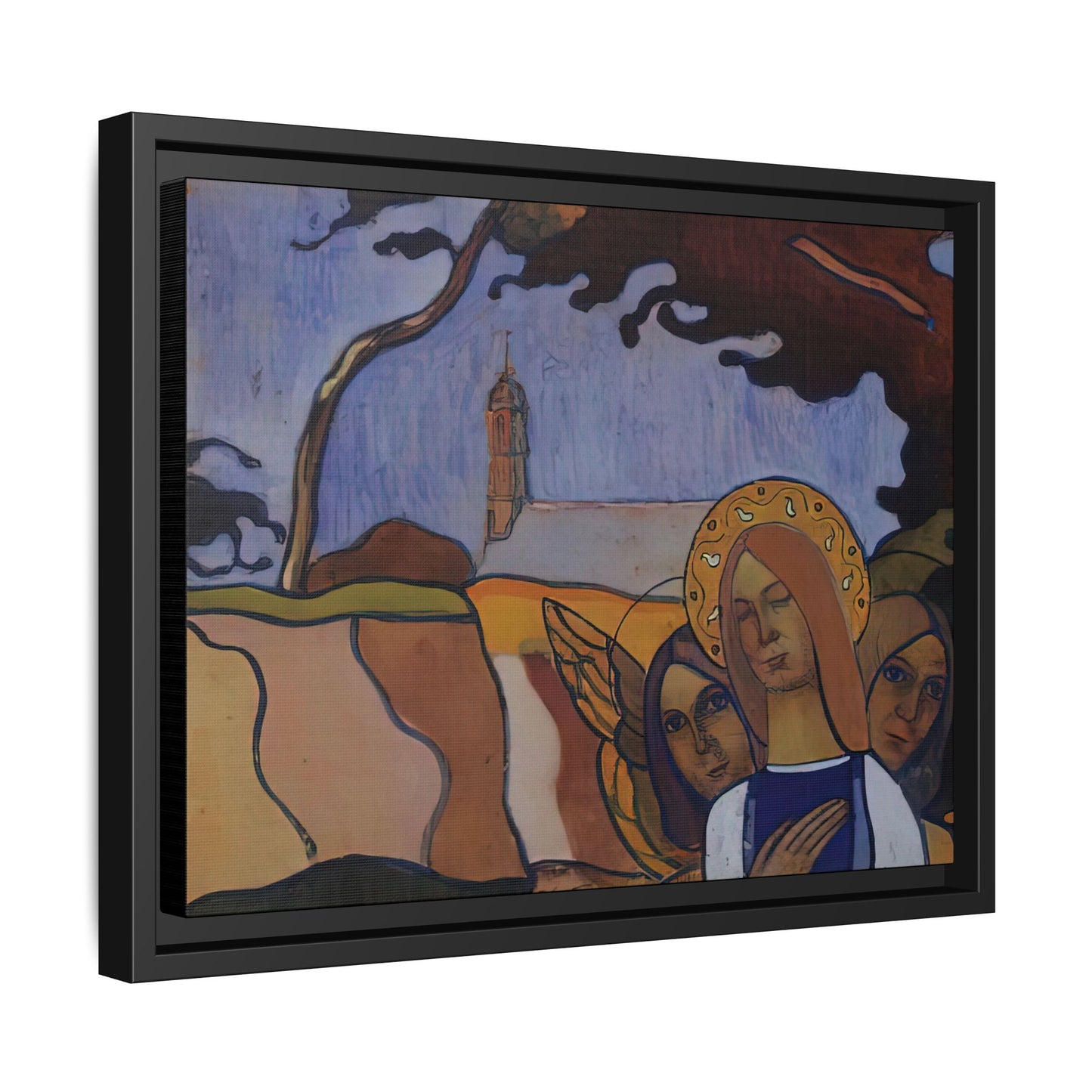 Filiger, Charles - Virgin and Two Angels (1895) - Matte Canvas, Framed