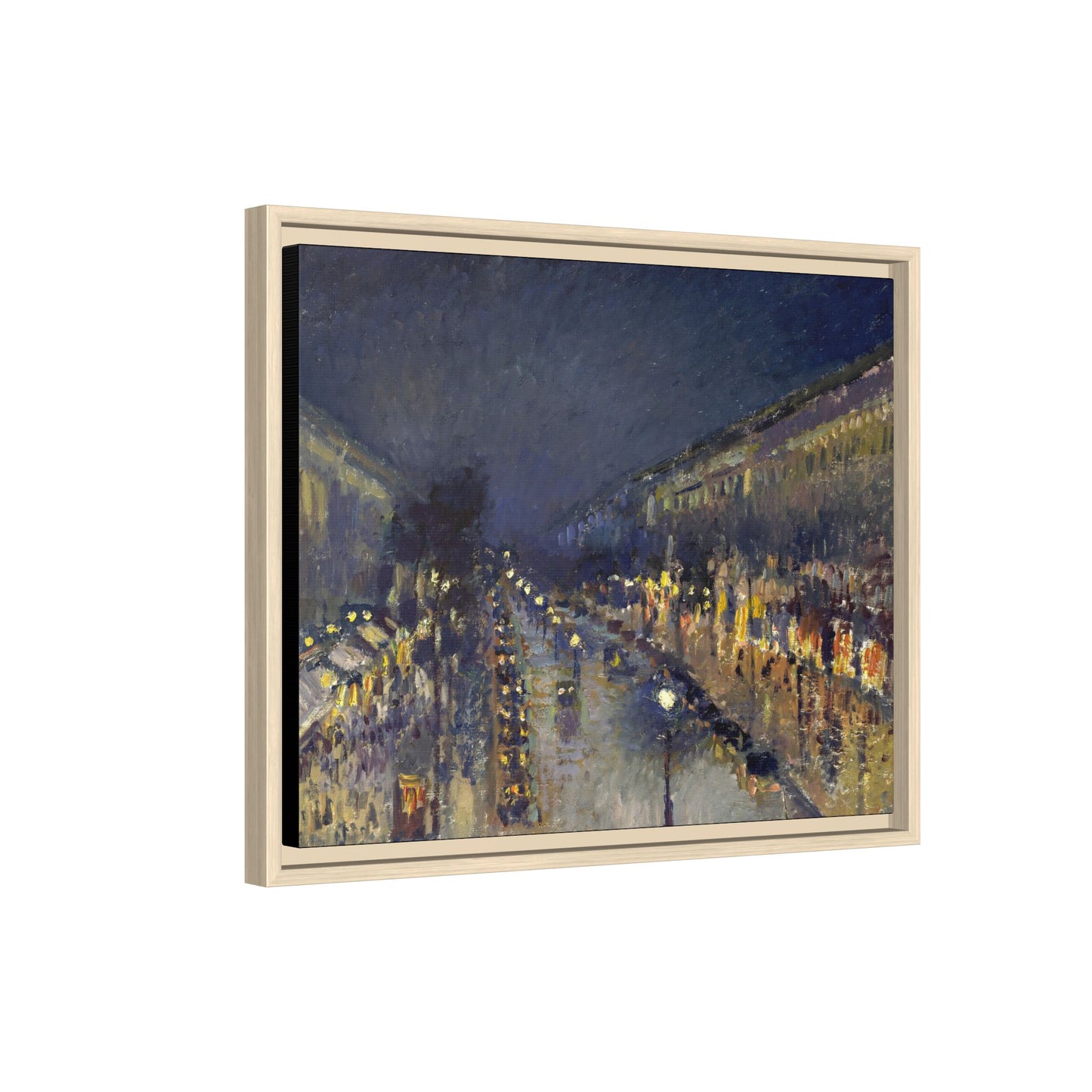 Pissarro, Camille - The Boulevard Montmartre At Night (1897) - Matte Canvas, Framed