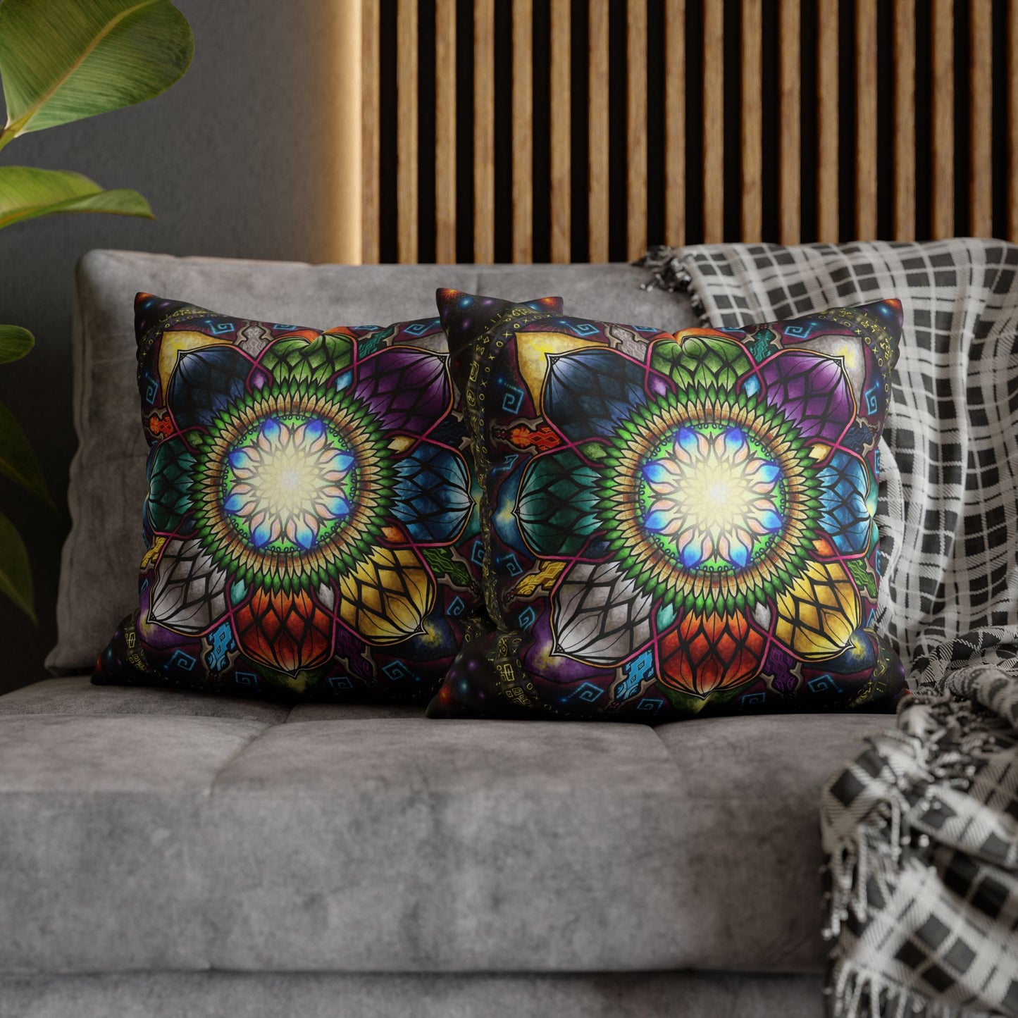 Pacio, Adam - Mystic Jewel Mandala - Suede Square Pillowcase