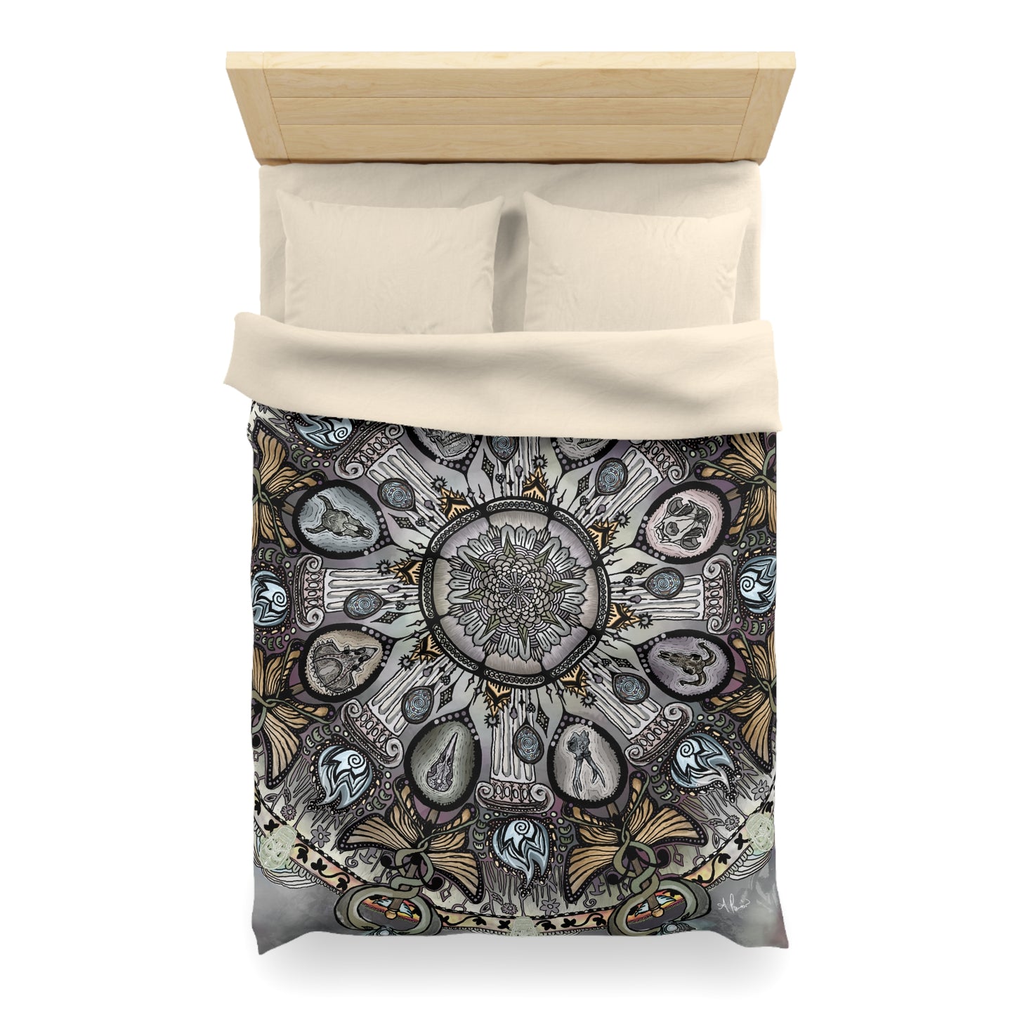 Pacio, Adam - Memento Mori Mandala - Microfiber Duvet Cover