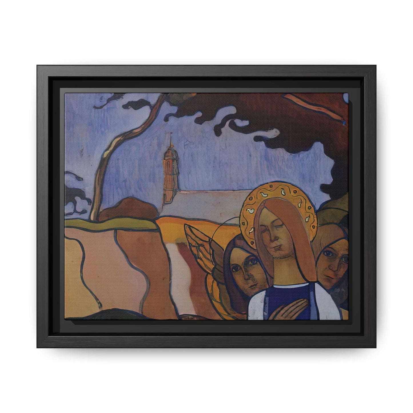 Filiger, Charles - Virgin and Two Angels (1895) - Matte Canvas, Framed