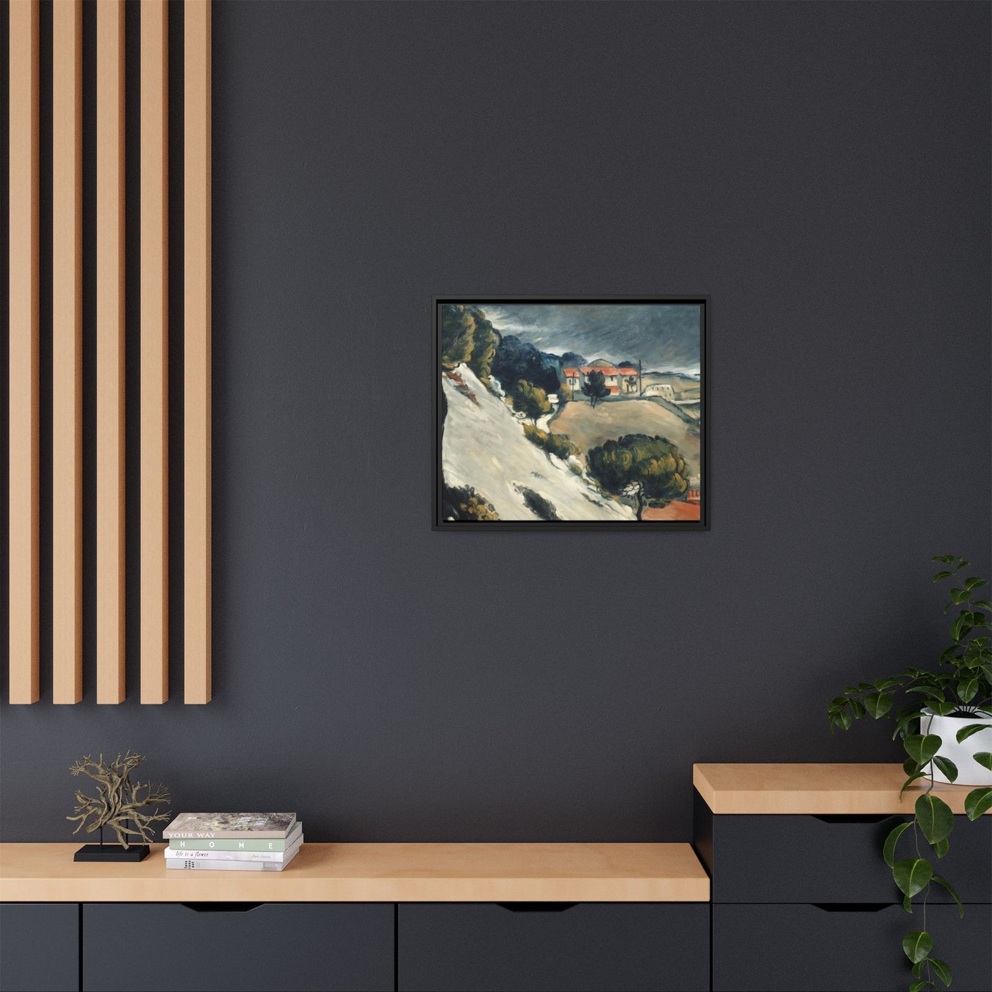 Cézanne, Paul - L’Estaque, Melting Snow (1870) - Matte Canvas, Framed