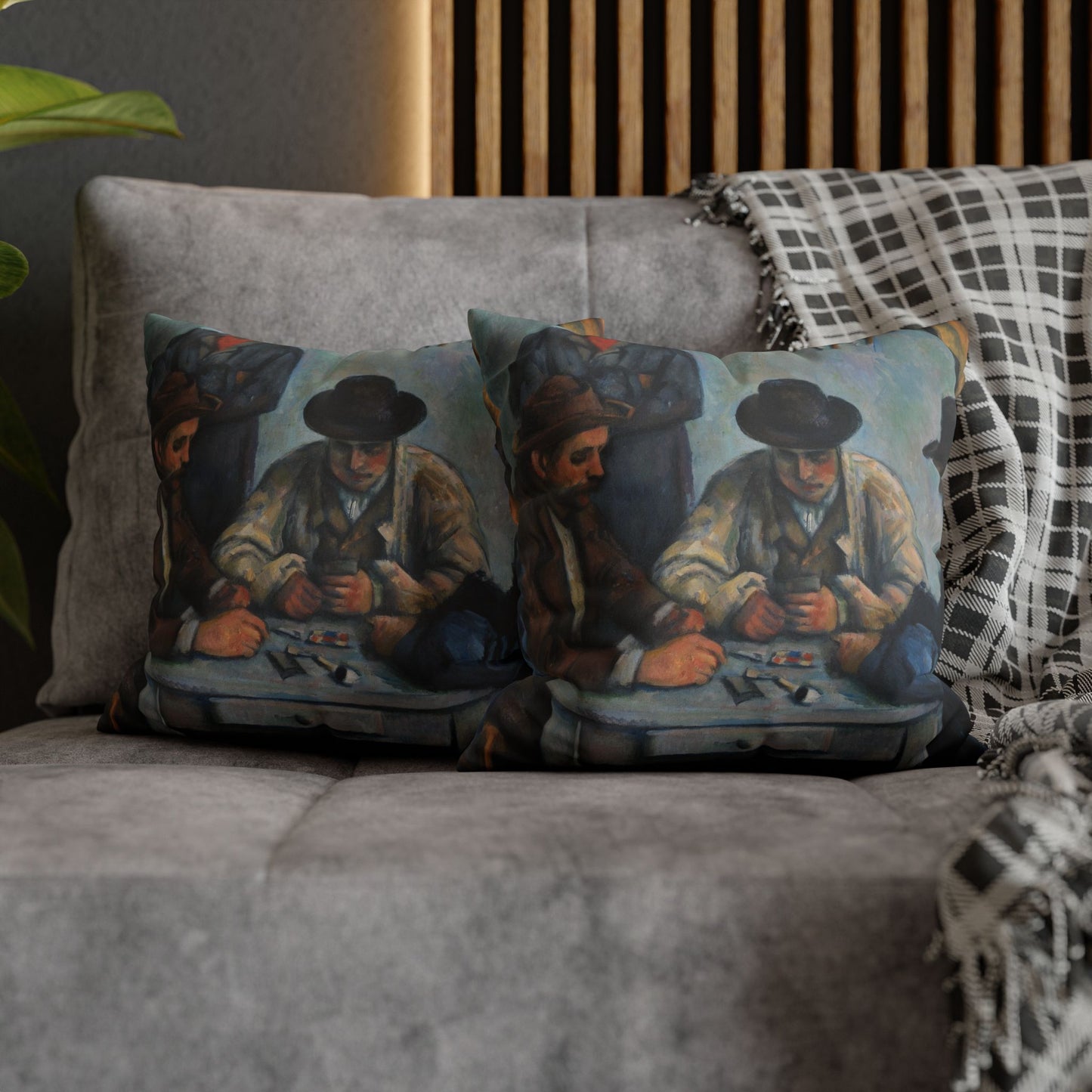 Cézanne, Paul - The Card Players (1892) - Faux Suede Square Pillowcase