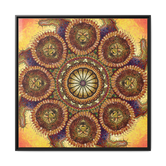 Lion Summer Mandala - Framed Matte Canvas