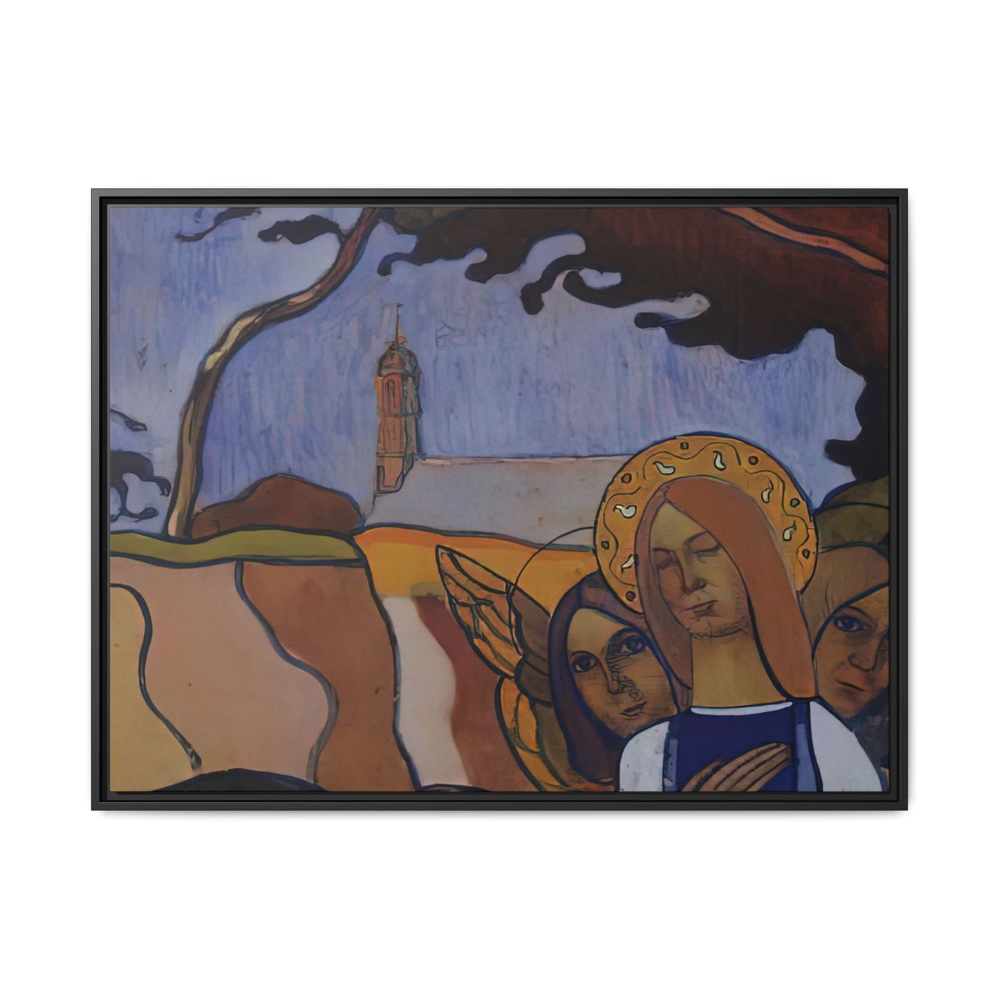 Filiger, Charles - Virgin and Two Angels (1895) - Matte Canvas, Framed