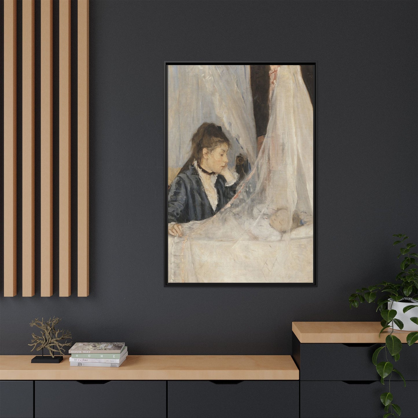 Morisot, Berthe - The Cradle (1872) - Matte Canvas, Framed