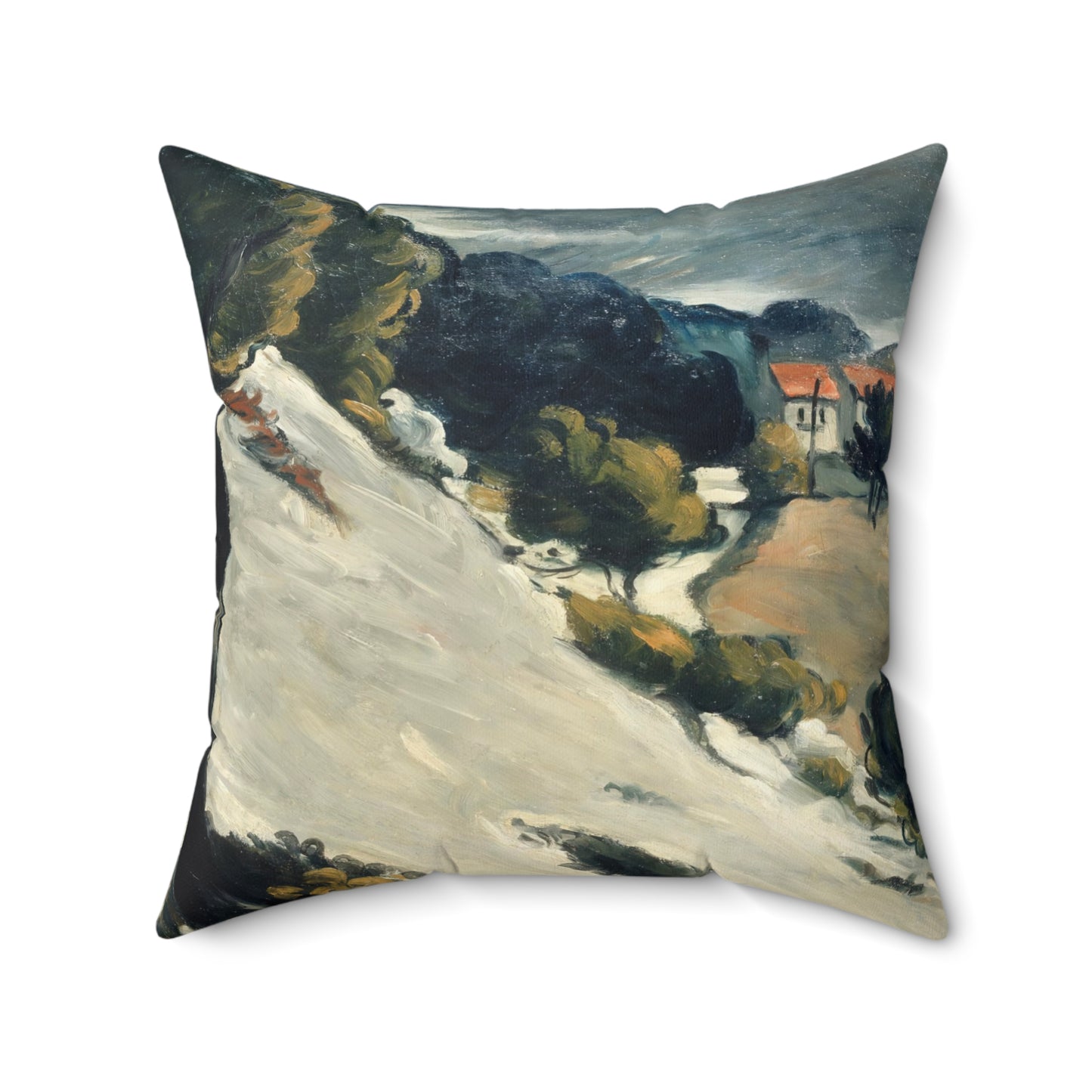 Cézanne, Paul - L’Estaque, Melting Snow (1870) - Suede Square Pillow