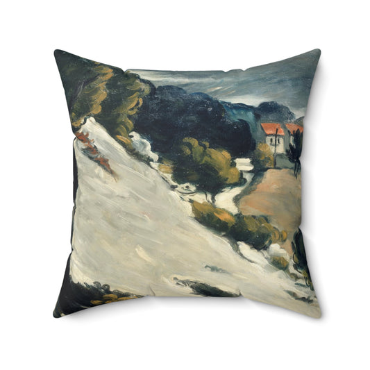 Cézanne, Paul - L’Estaque, Melting Snow (1870) - Suede Square Pillow
