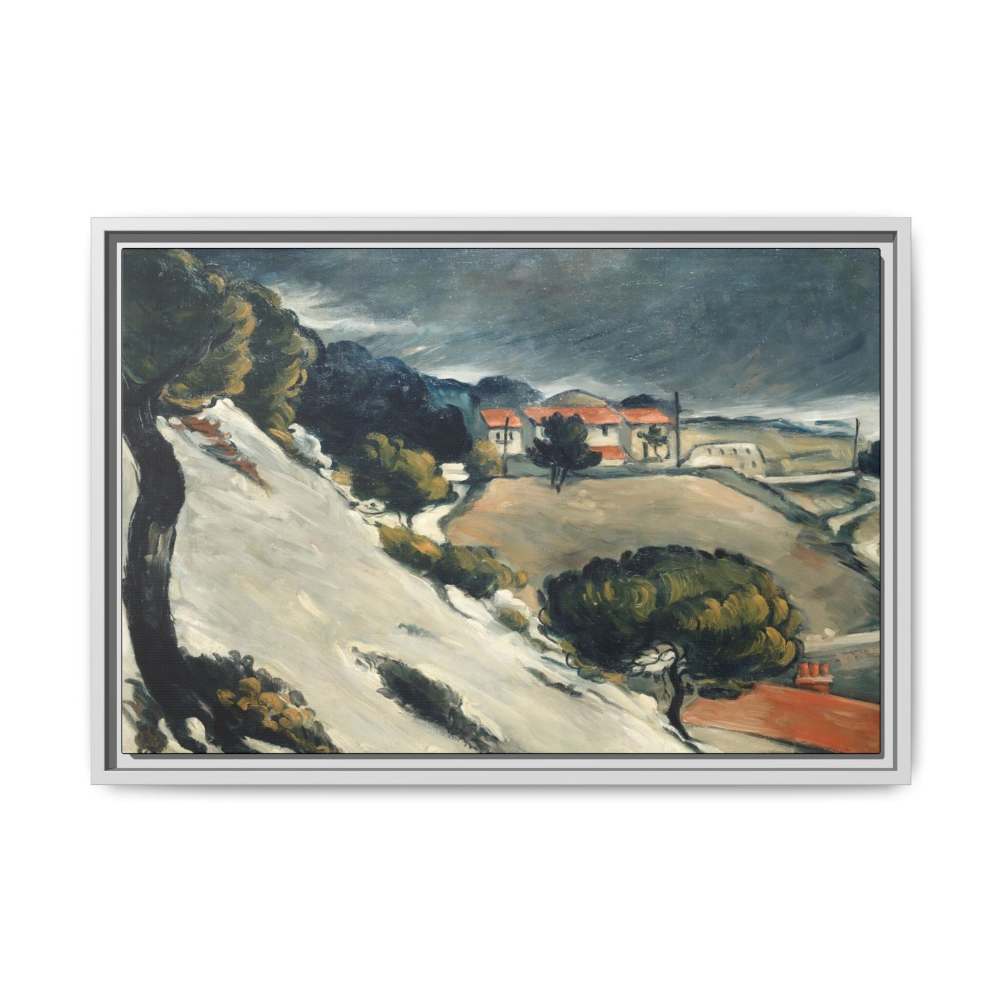 Cézanne, Paul - L’Estaque, Melting Snow (1870) - Matte Canvas, Framed