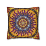 Solar Disc Mandala - Suede Square Pillowcase