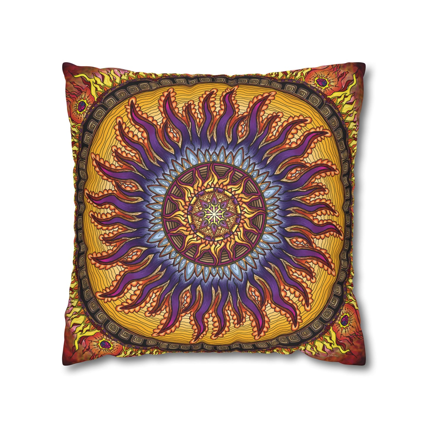 Pacio, Adam - Solar Disc Mandala - Suede Square Pillowcase