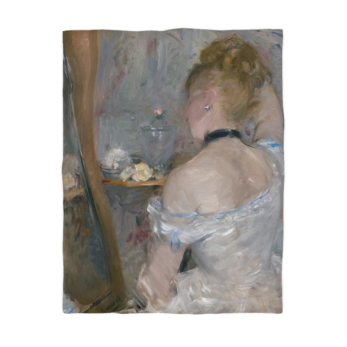 Morisot, Berthe - Woman at Her Toilette (1880) - Microfiber Duvet Cover