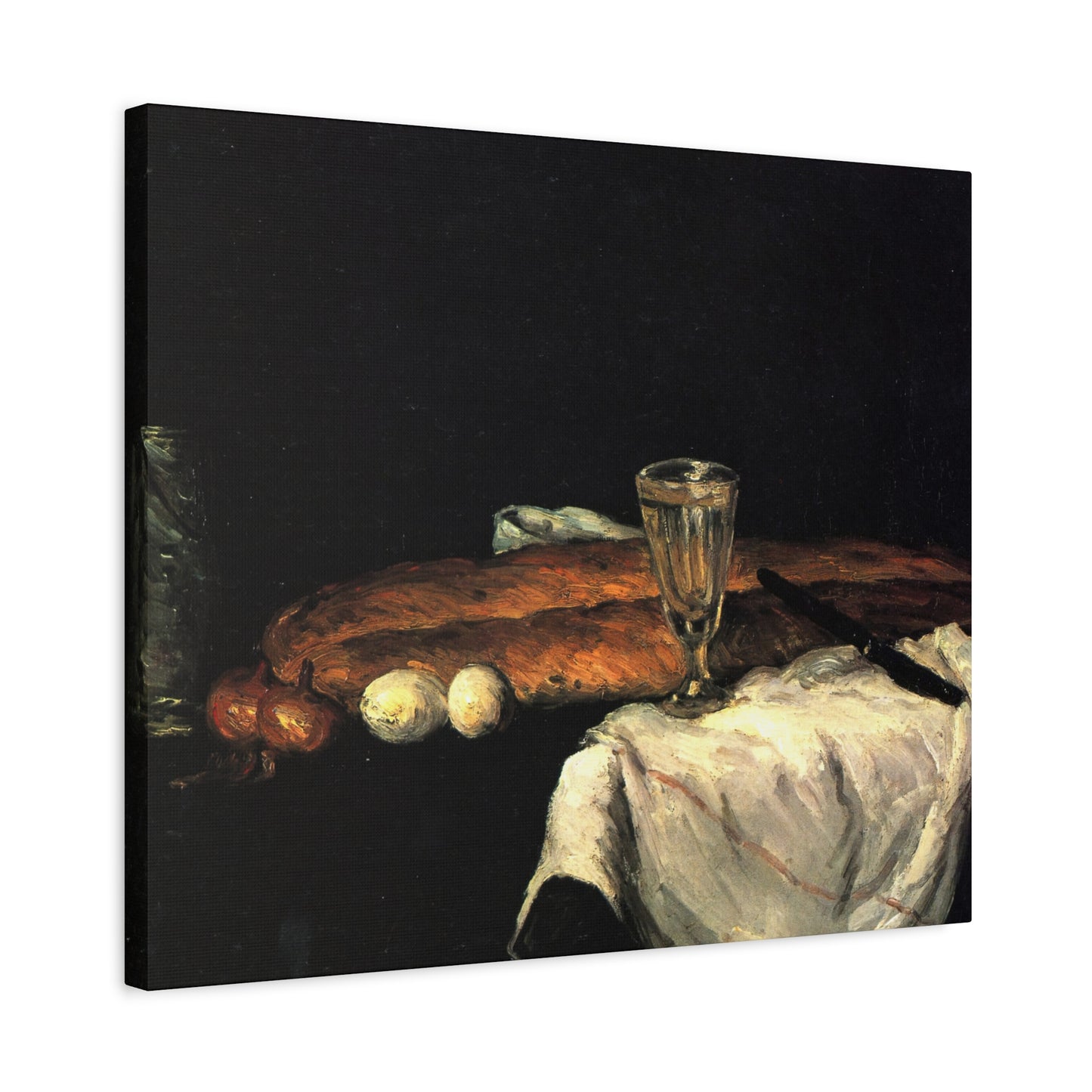 Cézanne, Paul - Still Life with Bread and Eggs (1865) - Canvas Block, unframed