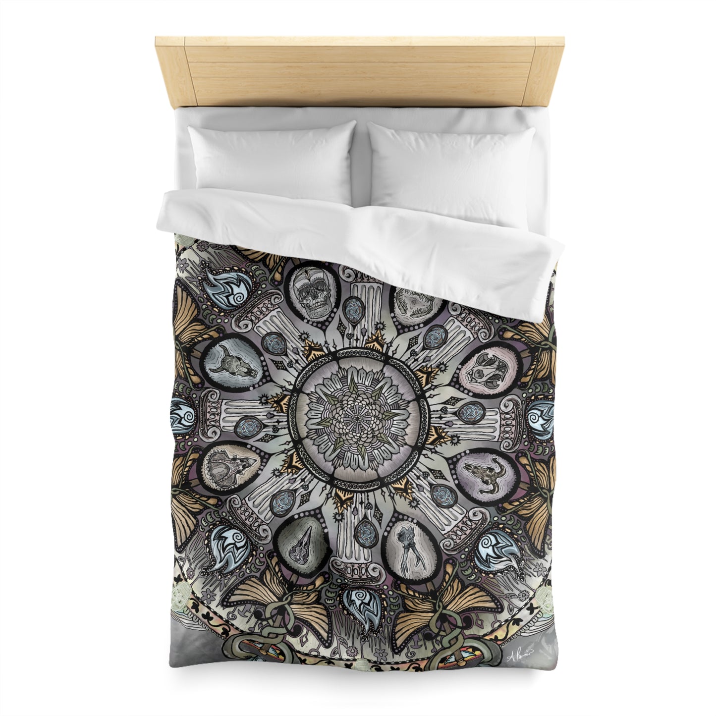 Pacio, Adam - Memento Mori Mandala - Microfiber Duvet Cover