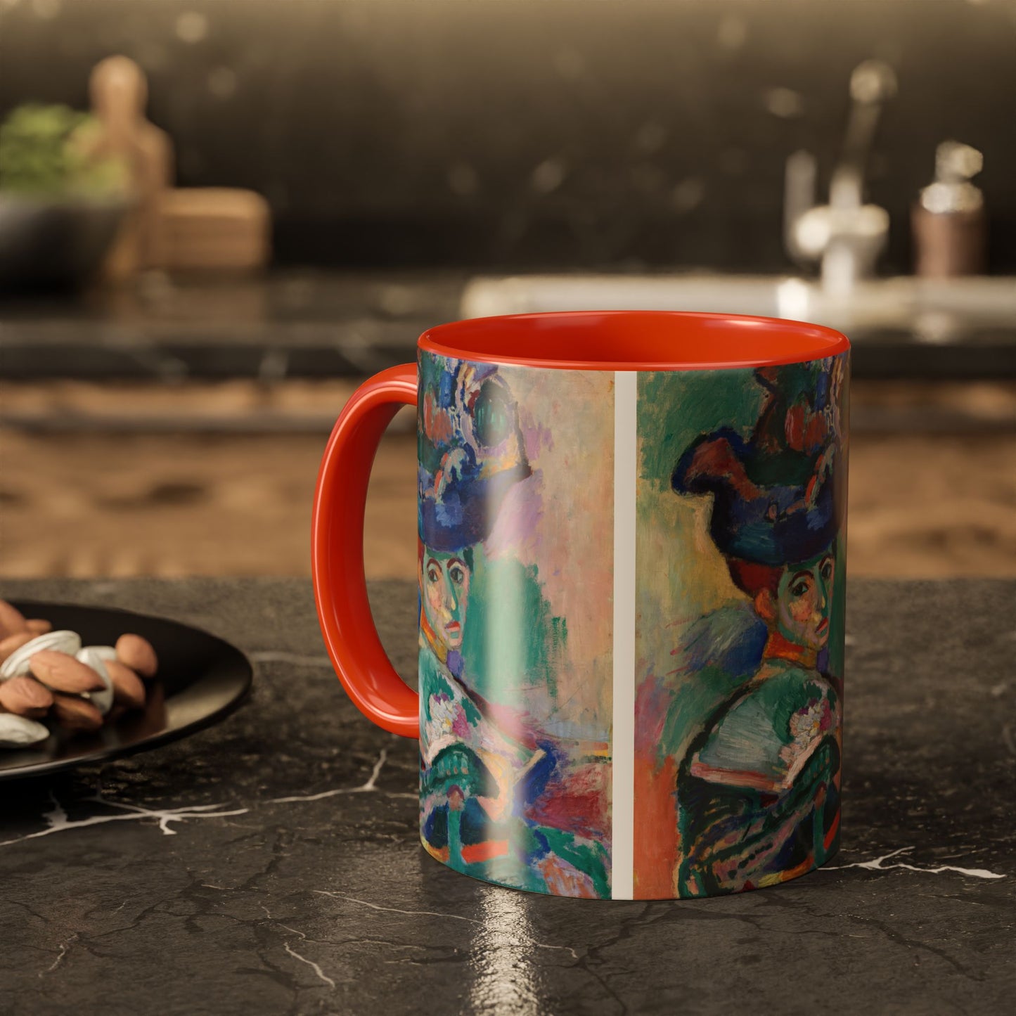 Matisse, Henri - Woman with a Hat (1905) - Colorful Accent Mugs