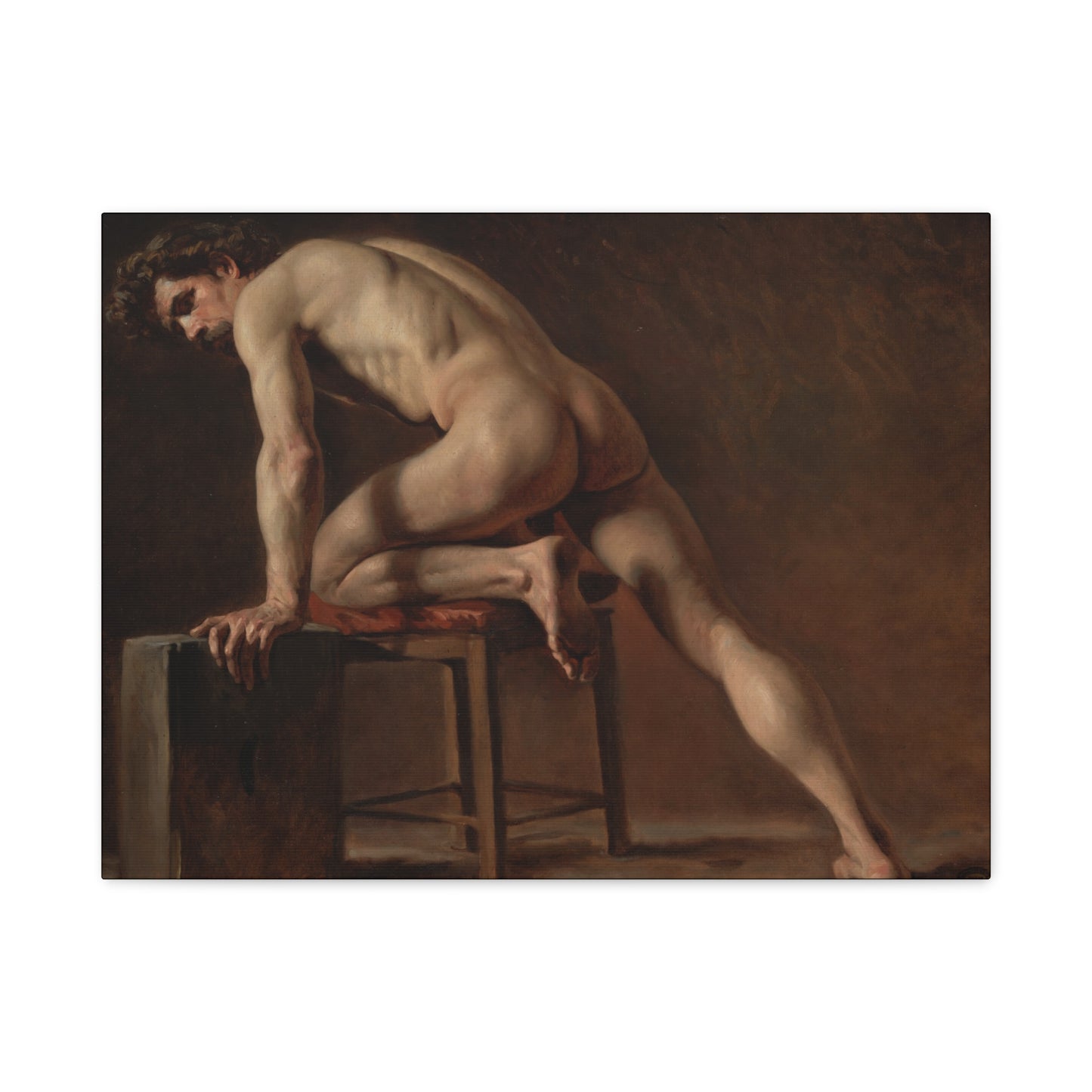 Courbet, Gustave - Study of a Nude Man (1840) - Canvas Block, unframed