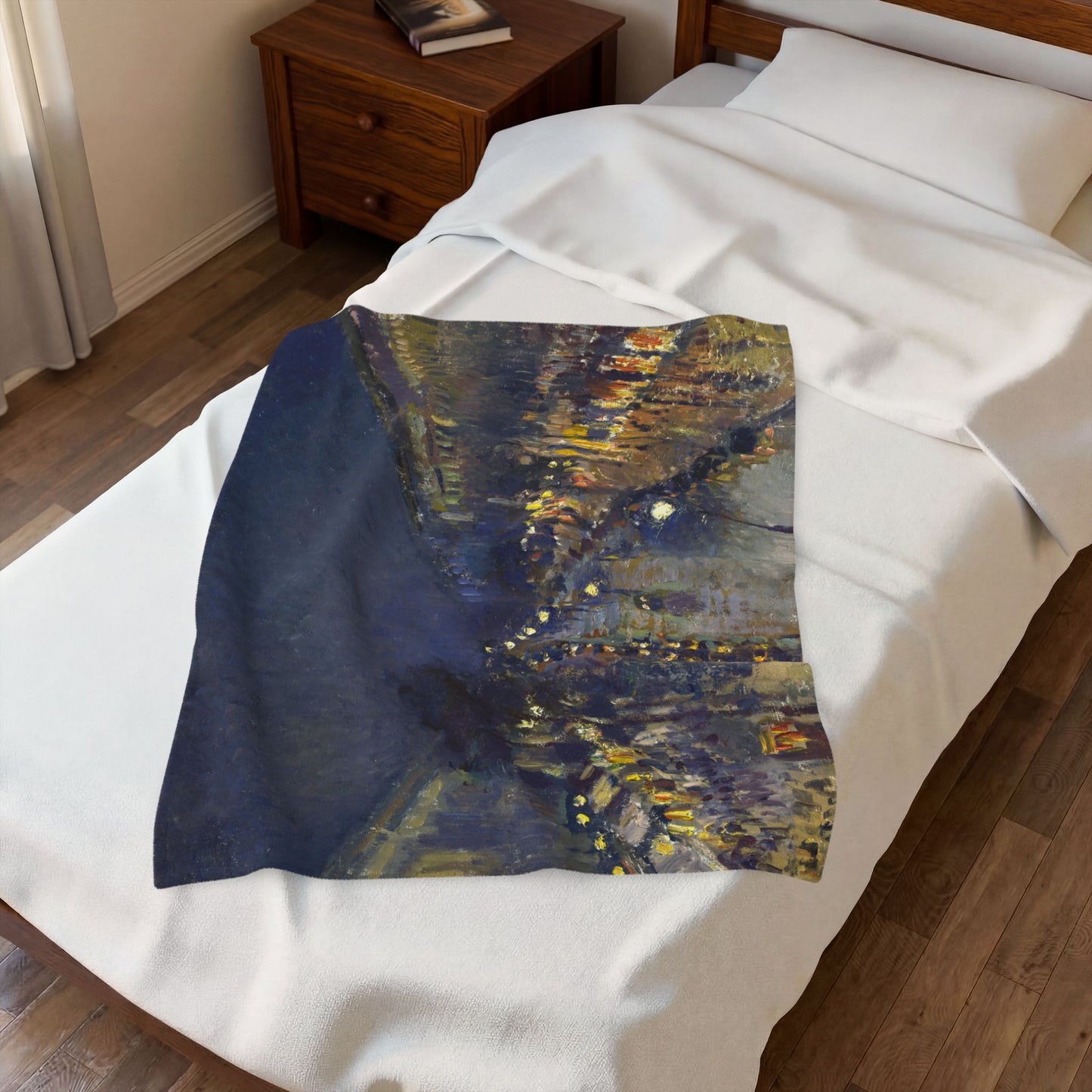 Pissarro, Camille - The Boulevard Montmartre At Night (1897) - Velveteen Plush Blanket