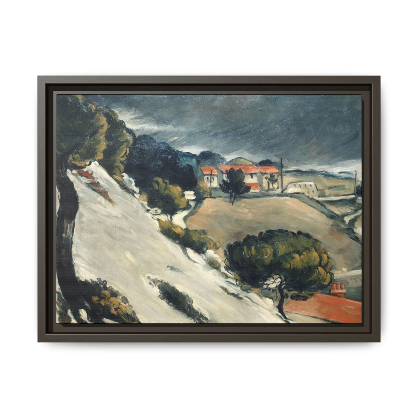 Cézanne, Paul - L’Estaque, Melting Snow (1870) - Matte Canvas, Framed