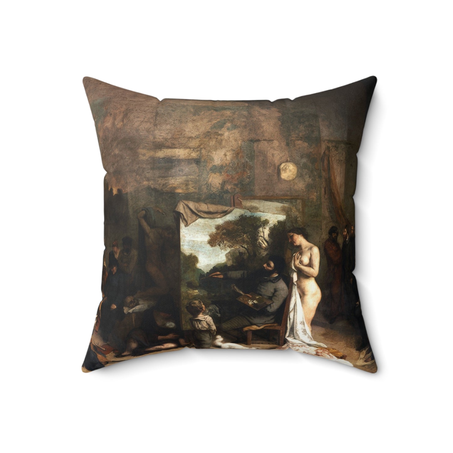 Courbet, Gustave - The Painter’s Studio (1855) - Suede Square Pillow