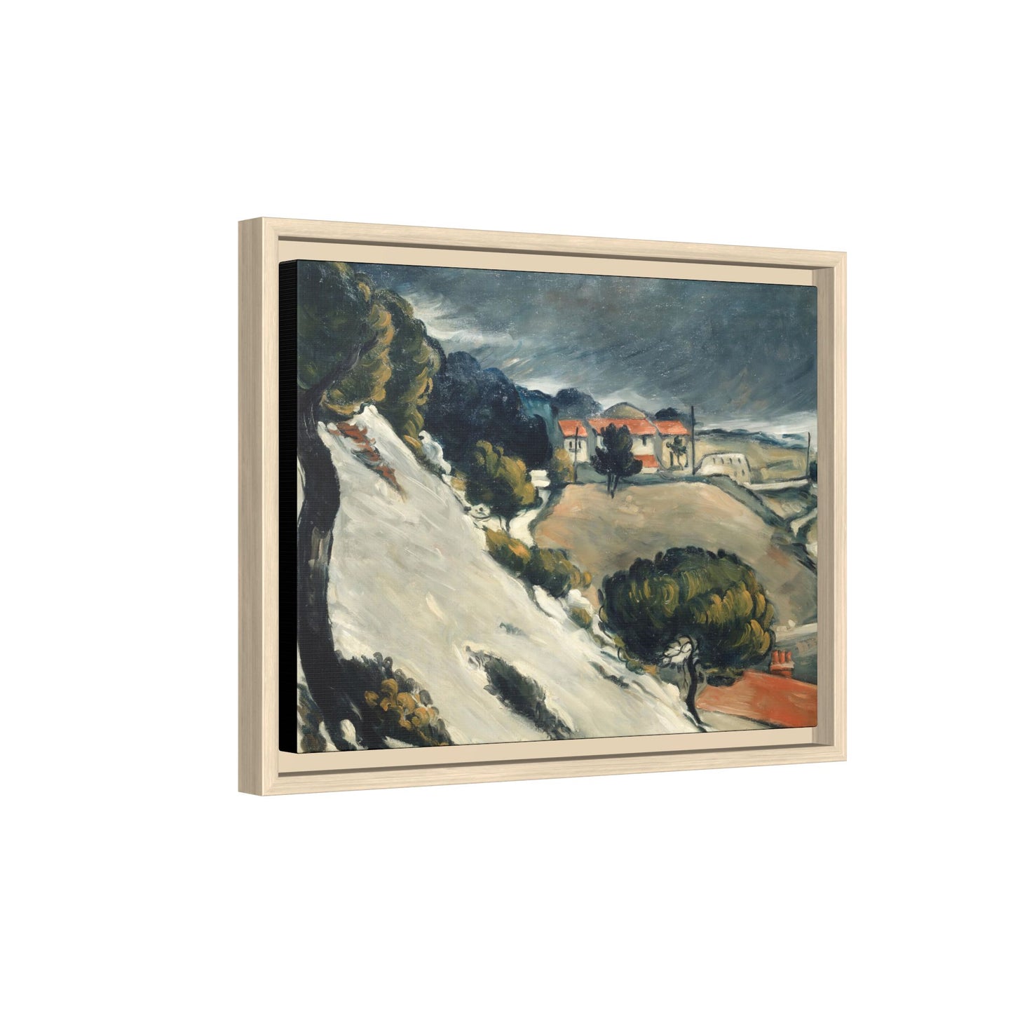 Cézanne, Paul - L’Estaque, Melting Snow (1870) - Matte Canvas, Framed