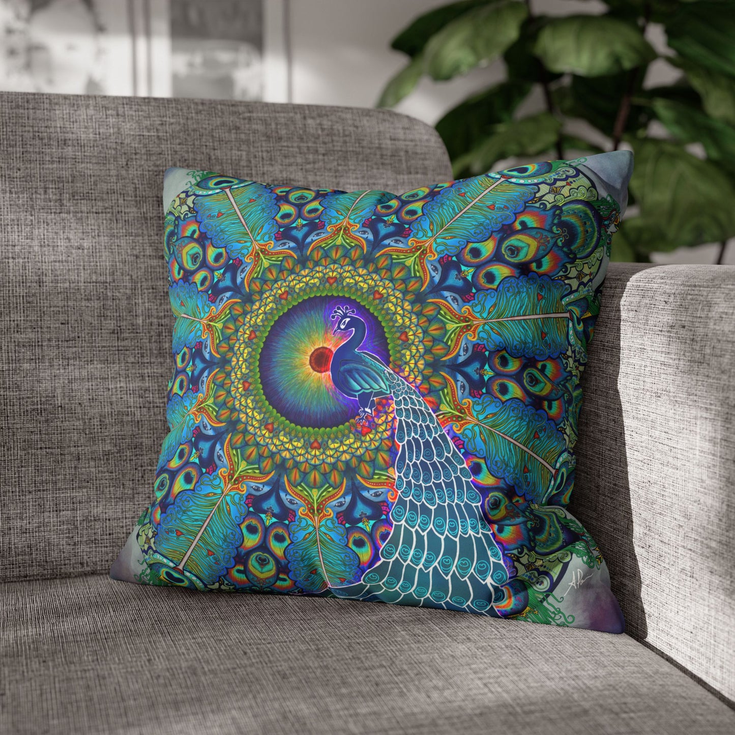 Pacio, Adam - Melek Taus Mandala - Suede Square Pillowcase