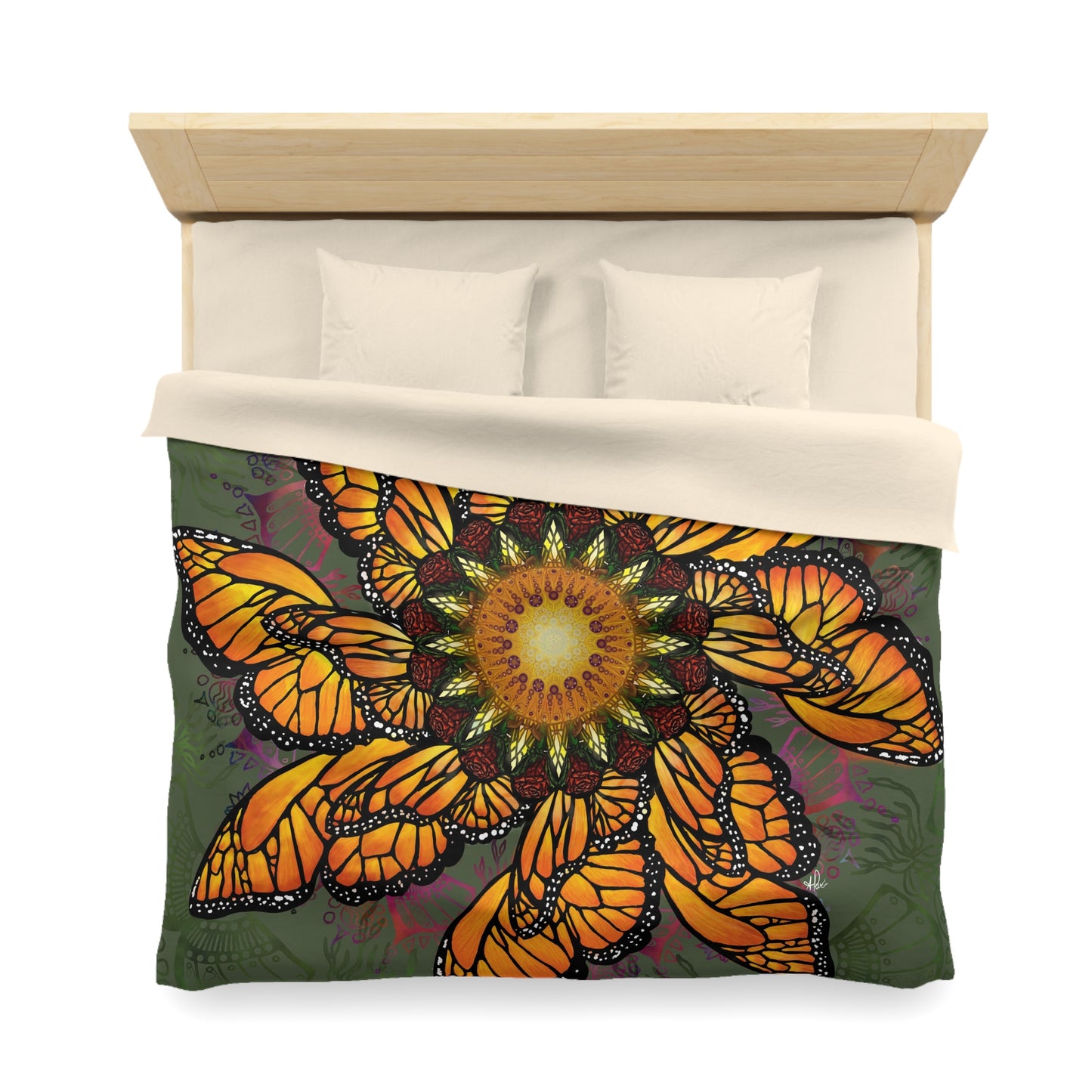 Pacio, Adam - Monarch Butterfly Mandala - Microfiber Duvet Cover