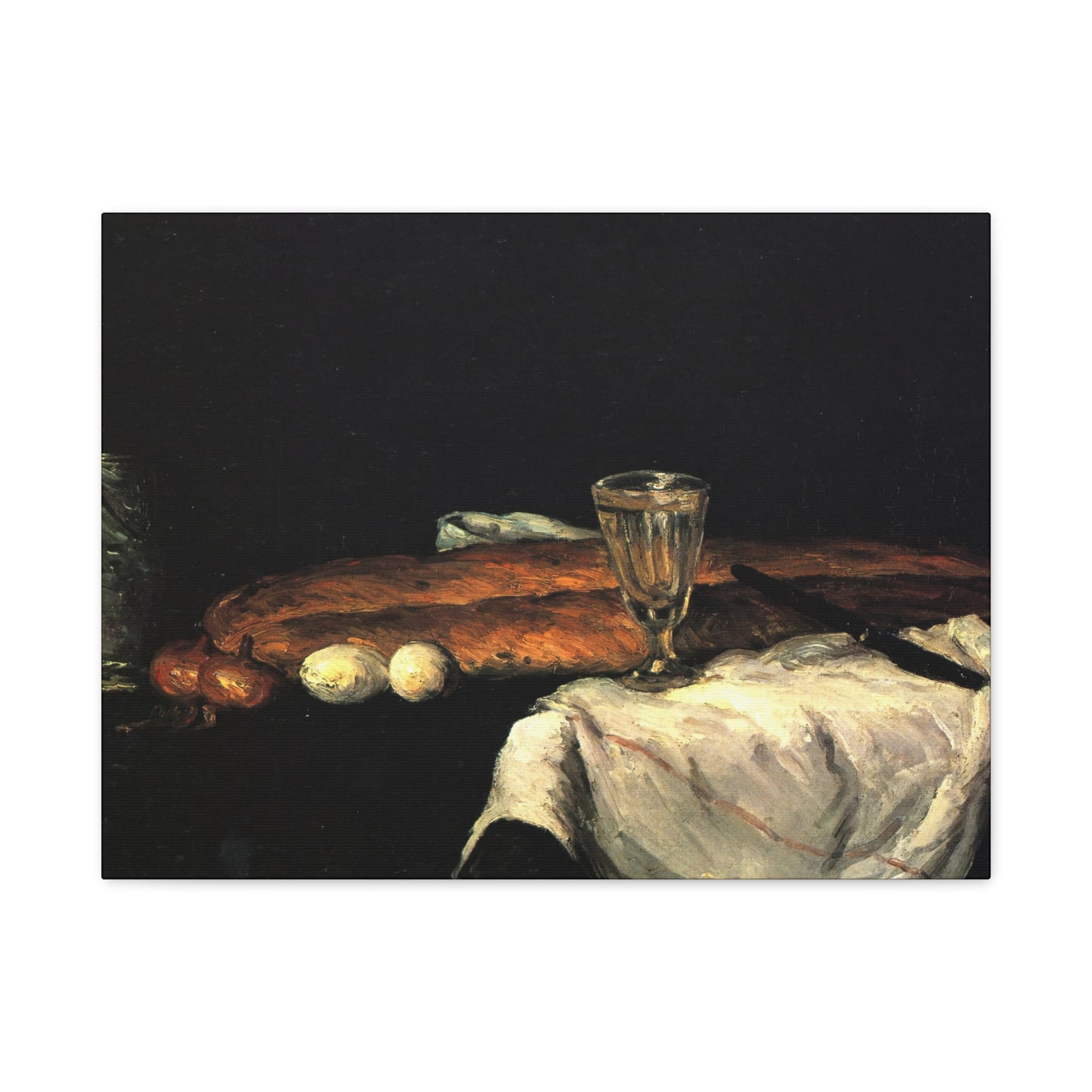 Cézanne, Paul - Still Life with Bread and Eggs (1865) - Canvas Block, unframed