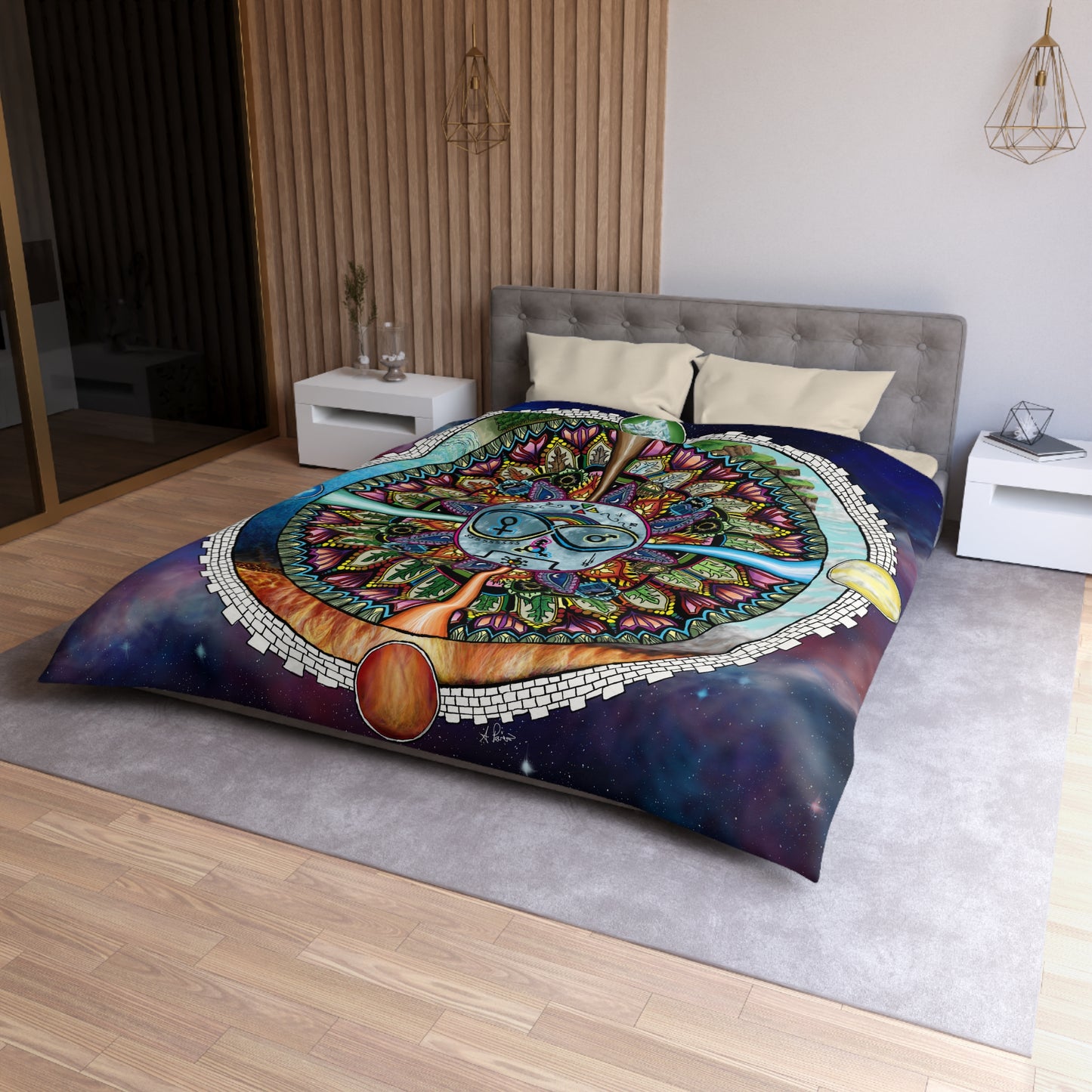 Lunar Rites Mandala - Microfiber Duvet Cover