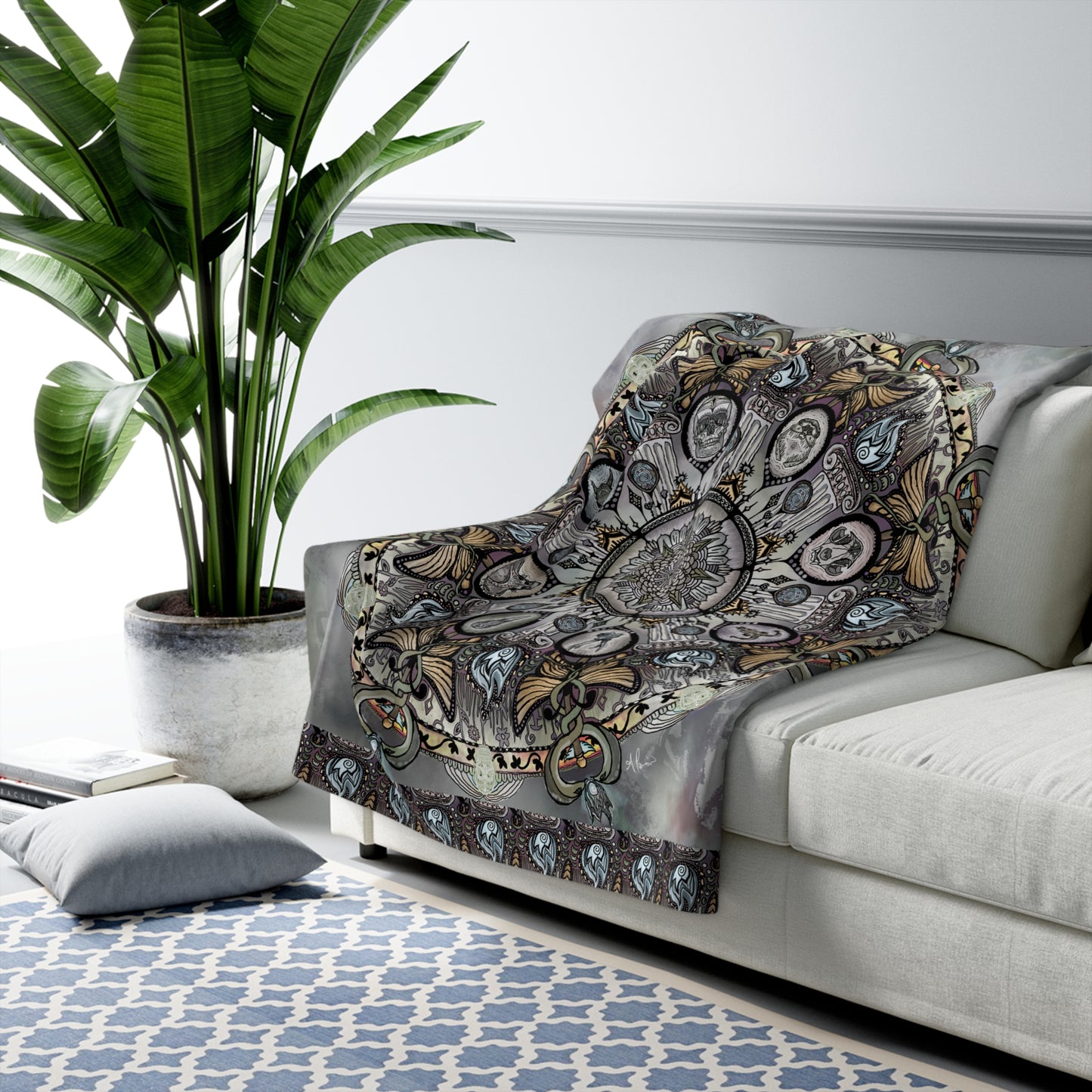 Pacio, Adam - Memento Mori Mandala - Sherpa Fleece Blanket