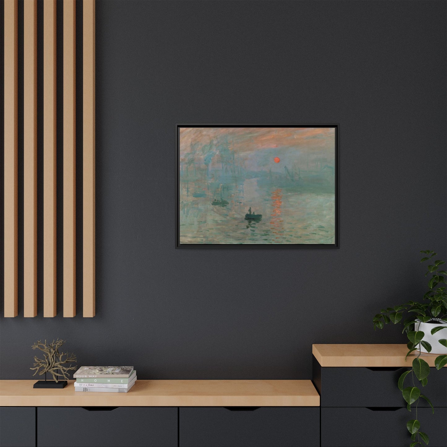 Monet, Claude - Impression, Sunrise (1872) - Matte Canvas, Framed